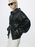 (W) NAPPA LEATHER HOODIE JACKET_ BLACK