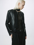(W) LAMB LEATHER BLOUSON JACKET_ BLACK