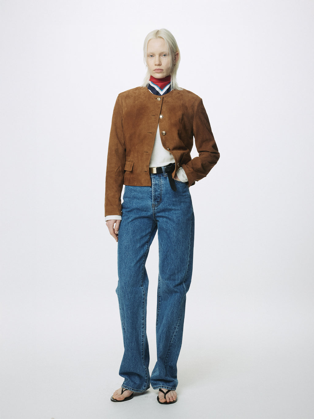 (W) SUEDE BLOUSON JACKET_ SADDLE BROWN