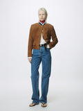 (W) SUEDE BLOUSON JACKET_ SADDLE BROWN