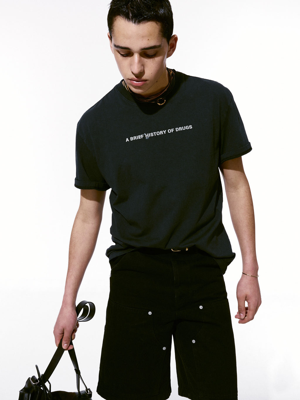 Drug Reference Garment Dyeing T-shirt_ Black Pigment