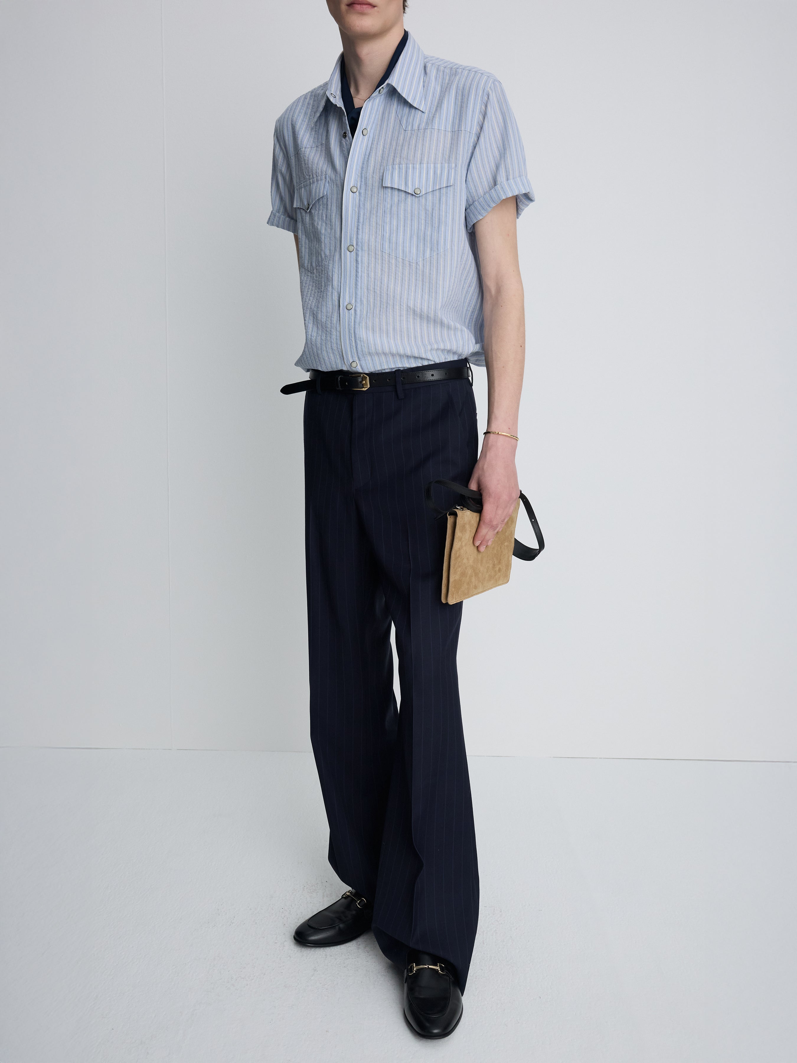 STRIPED COTTON BLEND WESTERN SHIRT_ SKY BLUE
