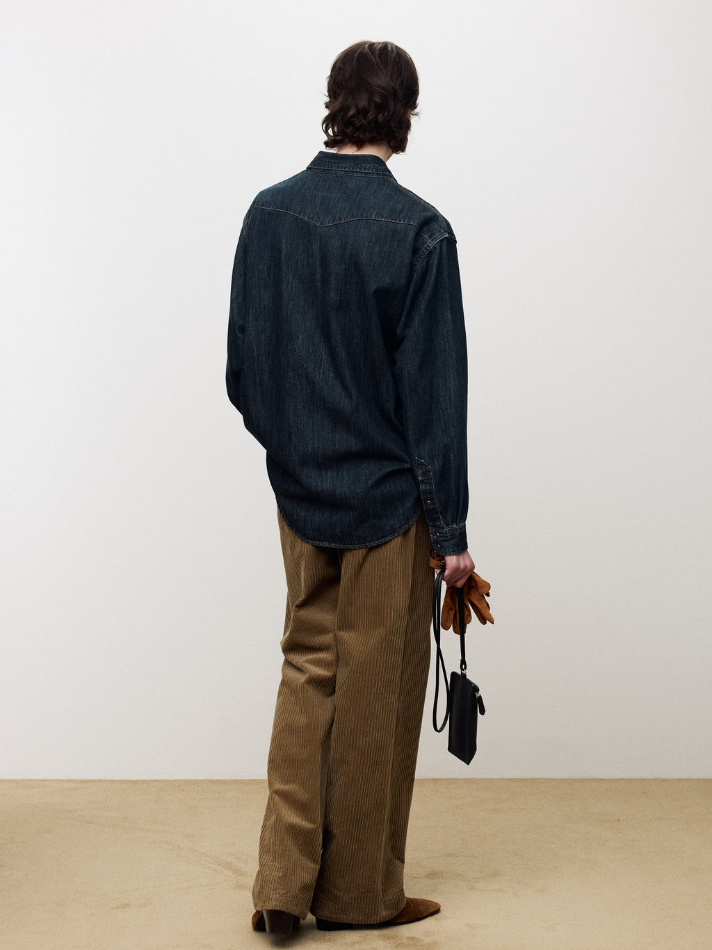 WASHED DENIM WESTERN SHIRT_ DARK BLUE