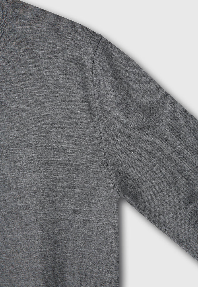 Super Fine Wool Cuffs Button Knit_ Grey
