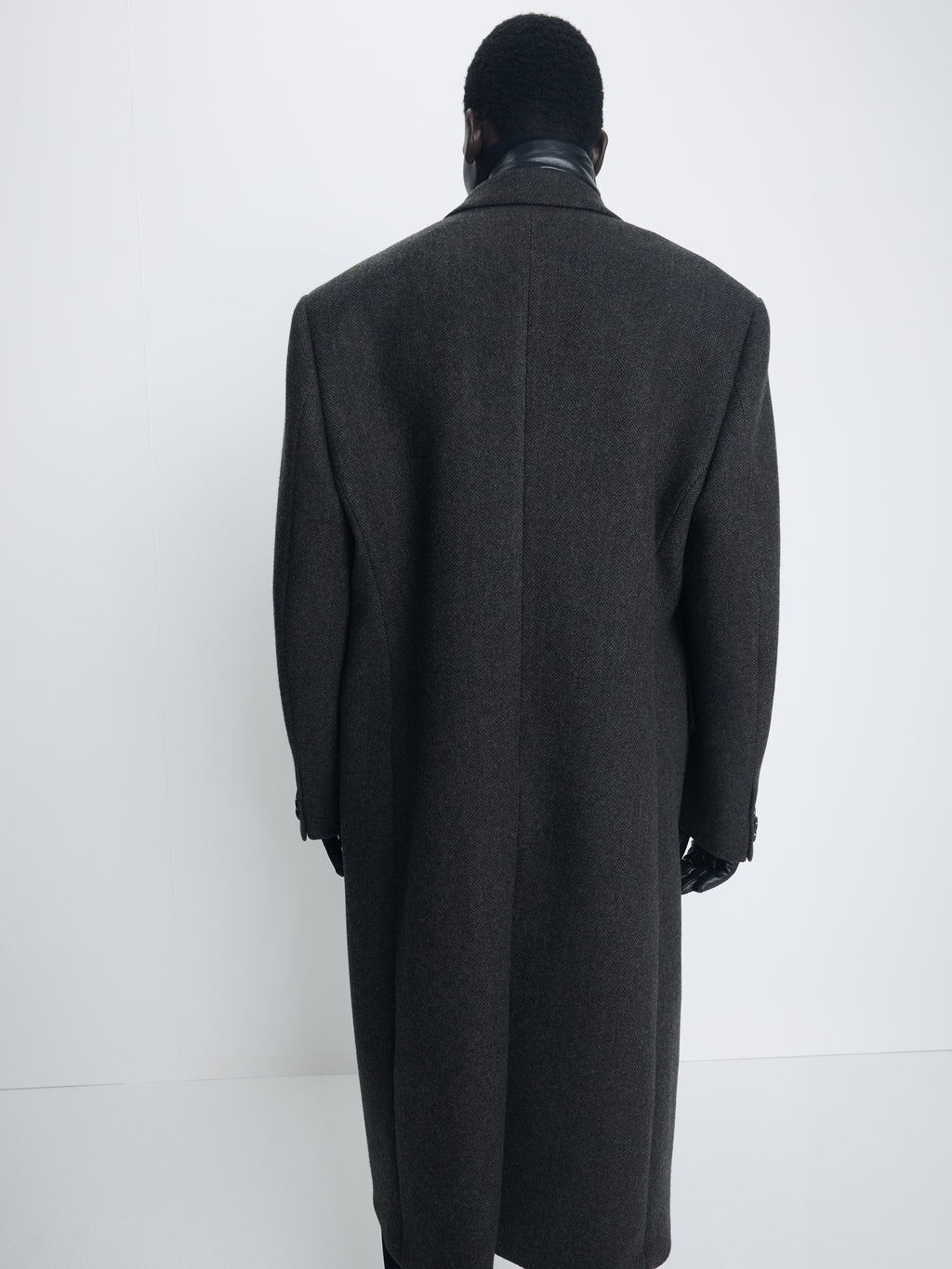 HERRINGBONE WOOL DOUBLE-BREASTED COAT_ MOSS BROWN