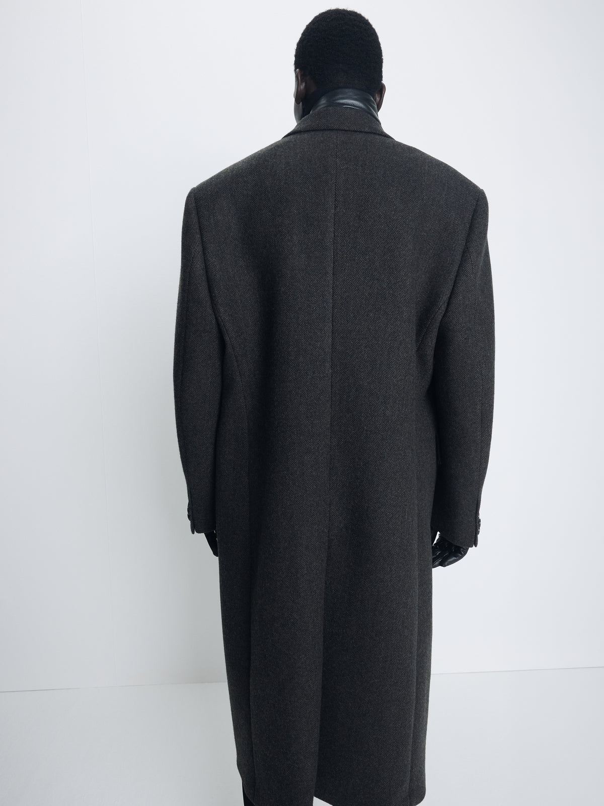 HERRINGBONE WOOL DOUBLE-BREASTED COAT_ MOSS BROWN