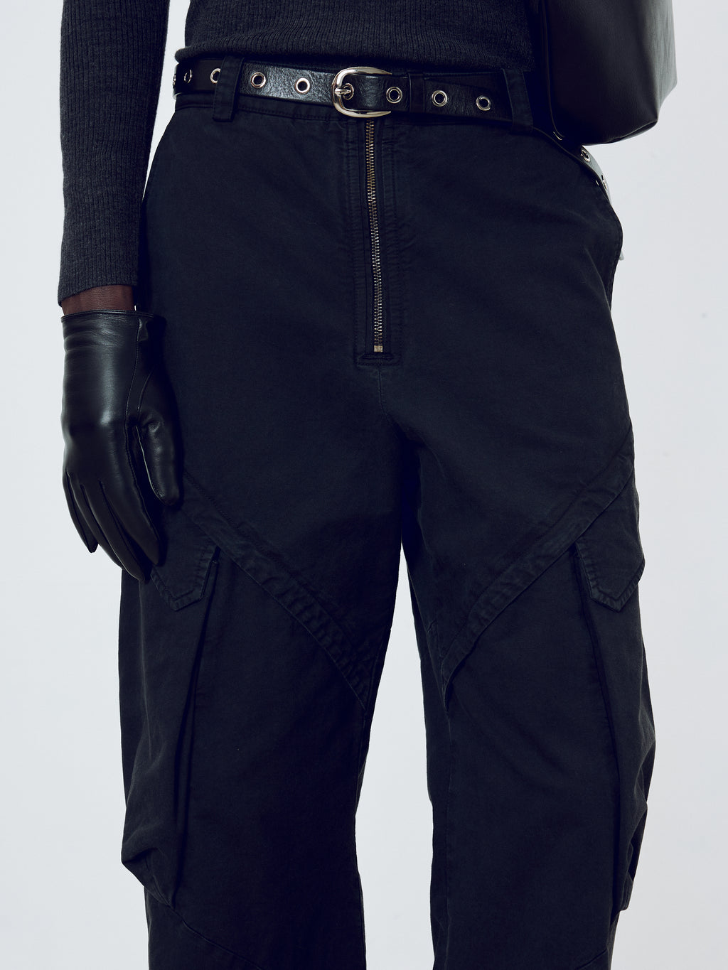 Garment-Dyed Gabardine Wide Cargo Pants_ Carbon Pigment