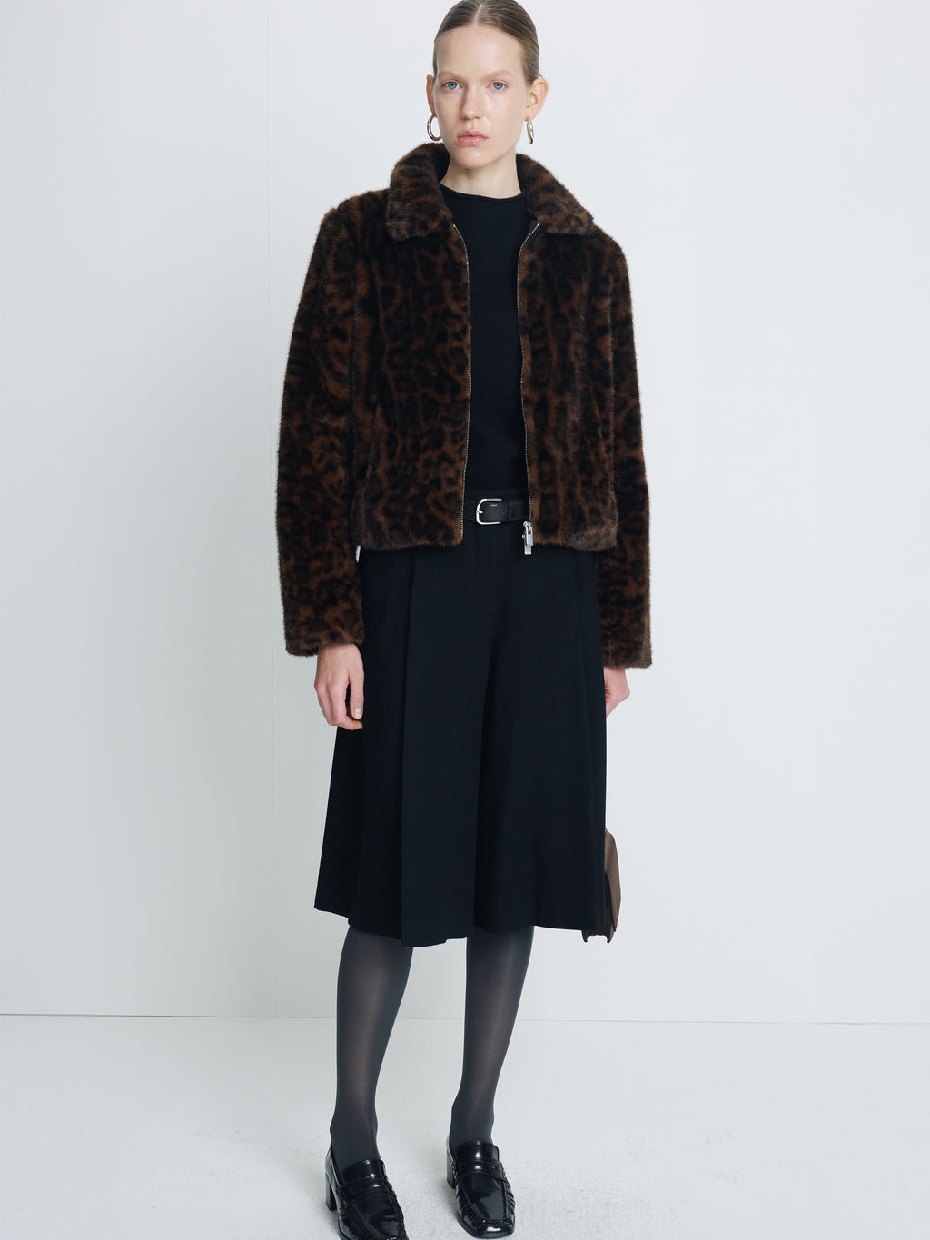 (W) LEOPARD FAUX FUR ZIPPERED JACKET_ BROWN LEOPARD PRINT
