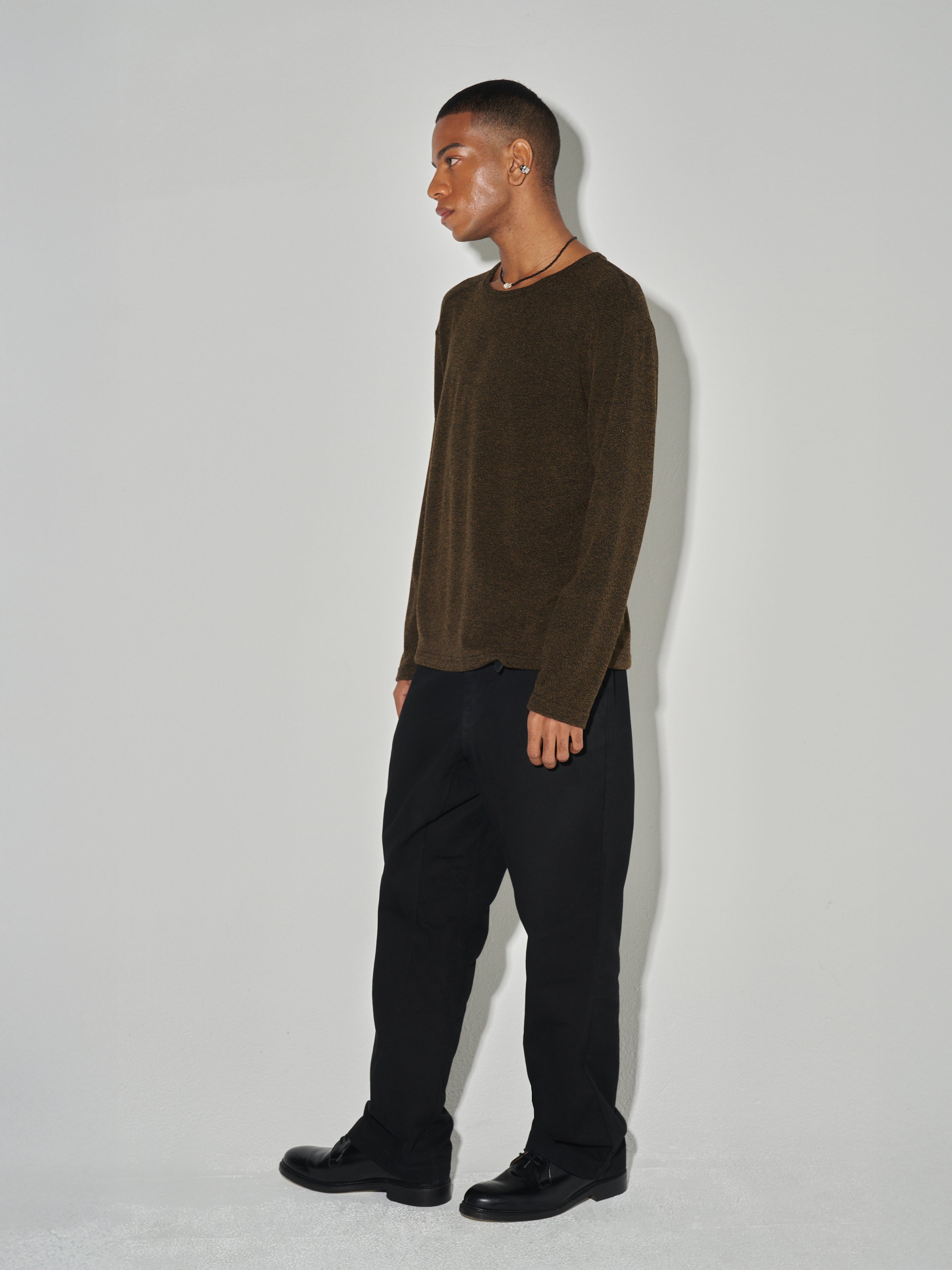 Twist-melange Long Sleeve Knit_ Melange Loden