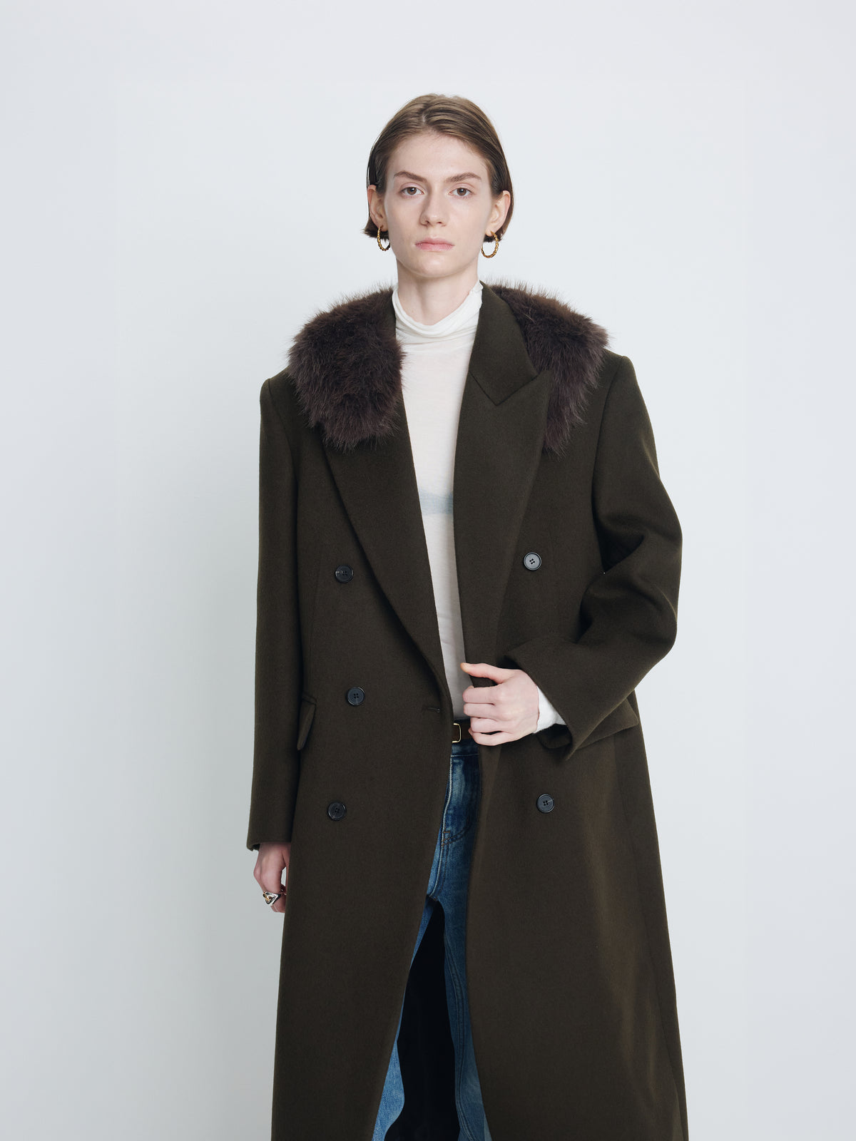 (W) FAUX FUR MUFFLER_ BROWN