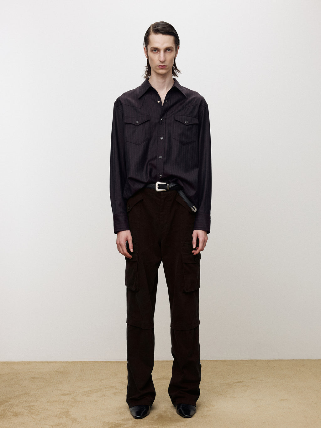 GARMENT-WASHED UTILITY CARGO PANTS_ FADED BROWN