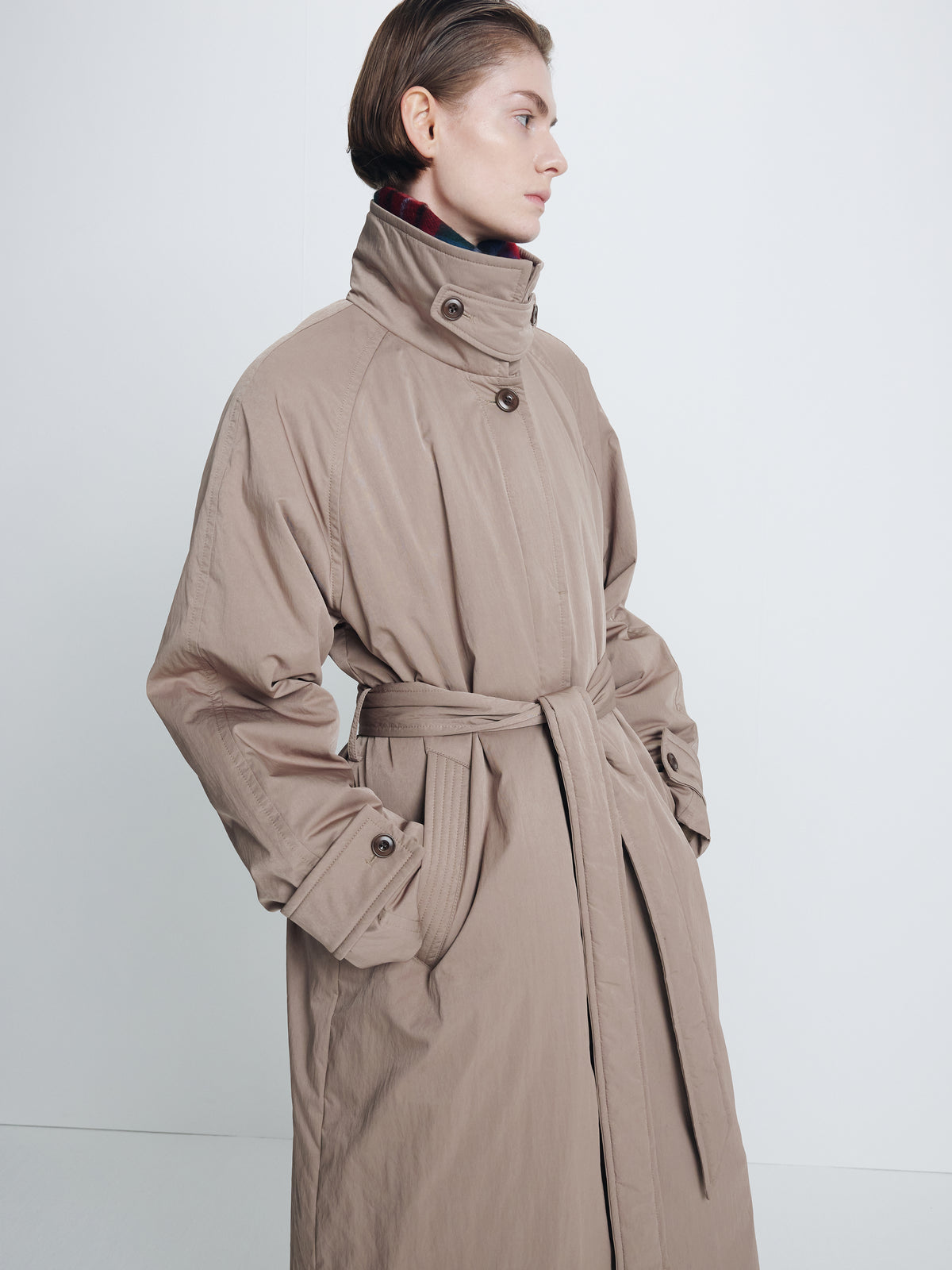 (W) TAILORED TRENCH PUFFER COAT_ BEIGE