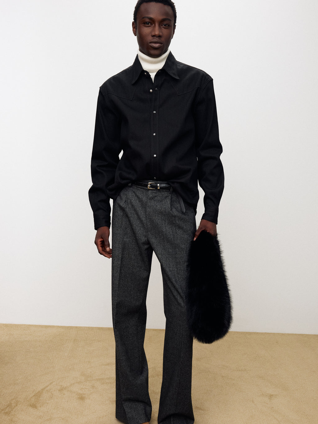 RAW DENIM WESTERN SHIRT_ BLACK