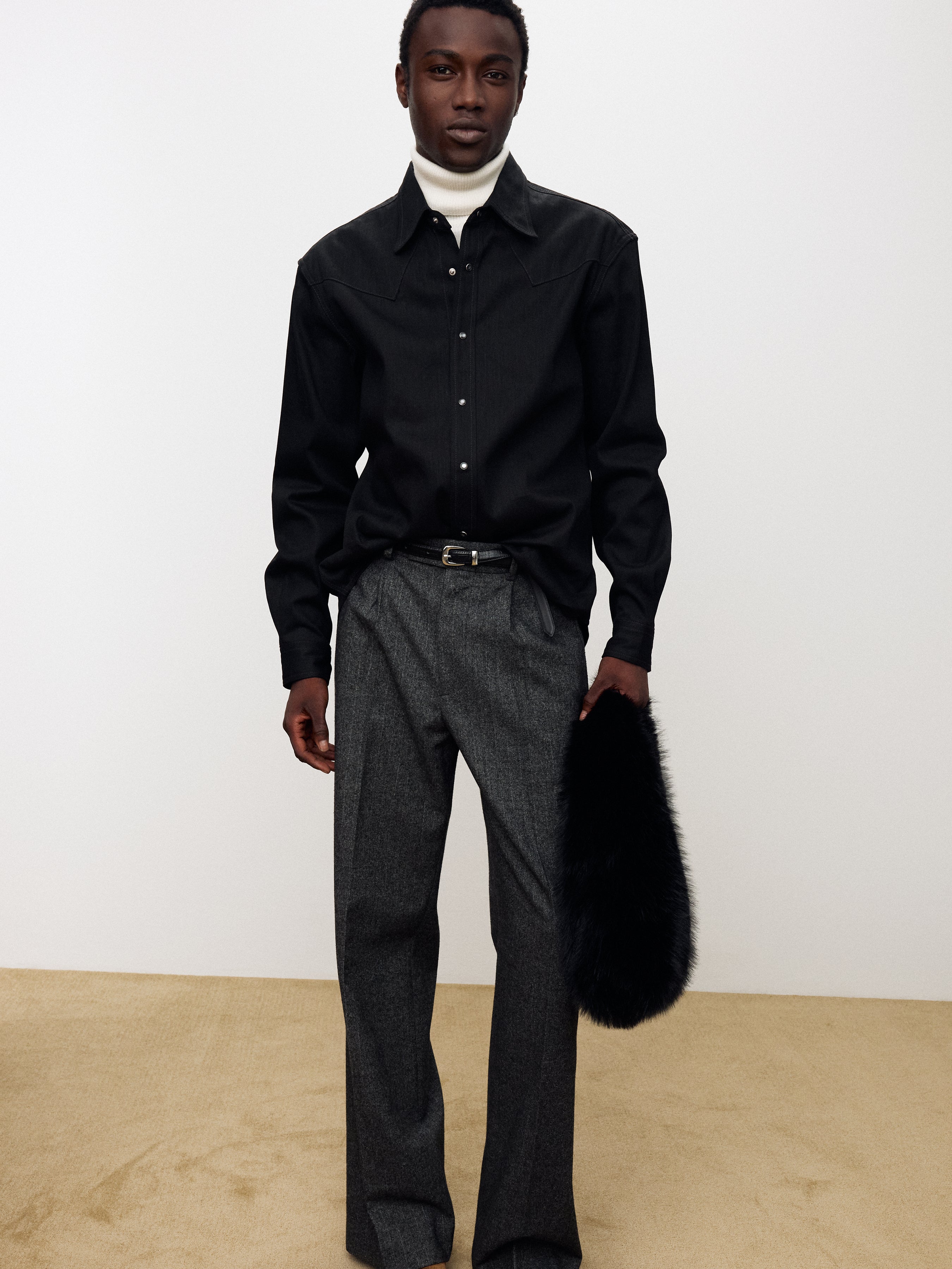 RAW DENIM WESTERN SHIRT_ BLACK