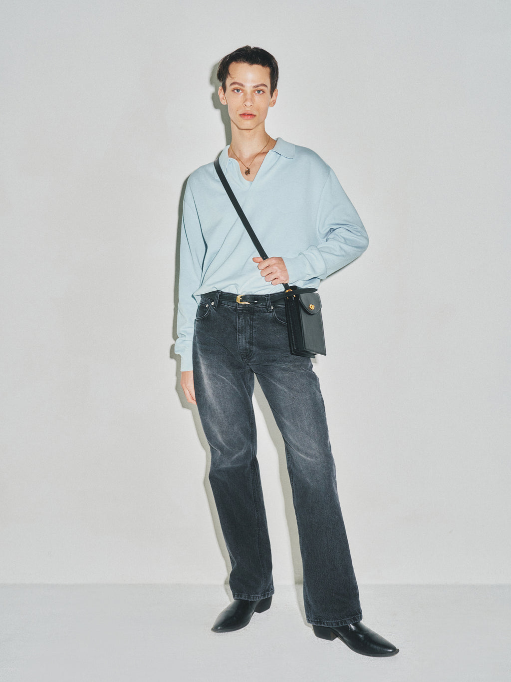 High Count Whole Garment Saddle Neck Knit_ Baby Blue