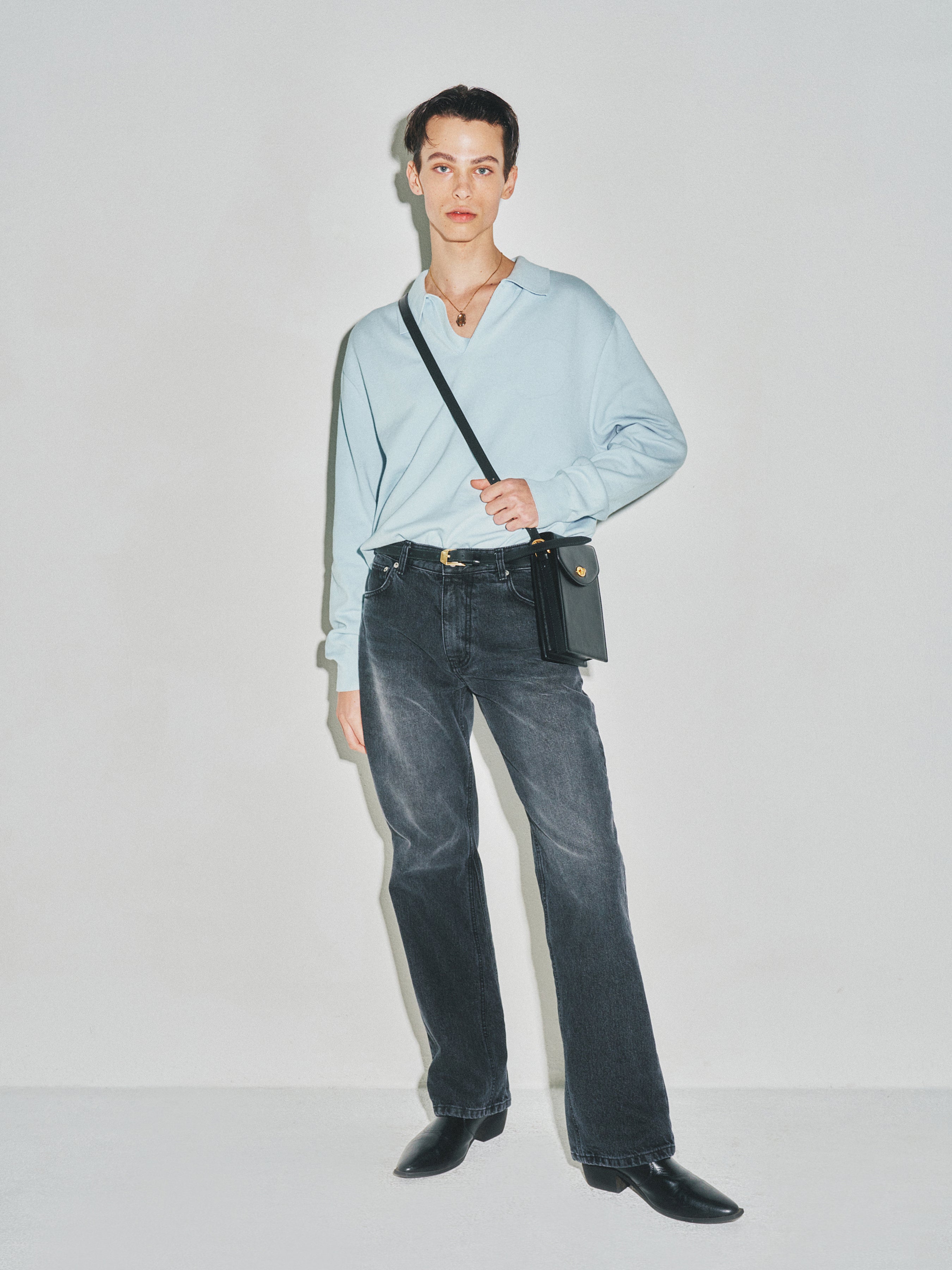 High Count Whole Garment Saddle Neck Knit_ Baby Blue
