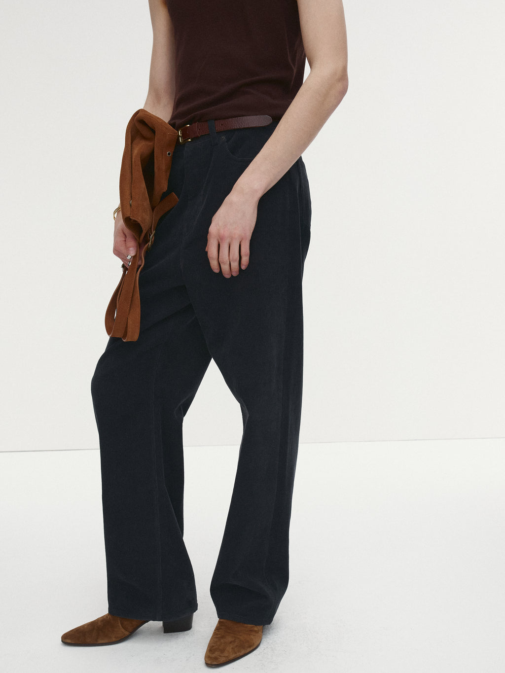 CORDUROY LOOSE FLARED PANTS_ INK