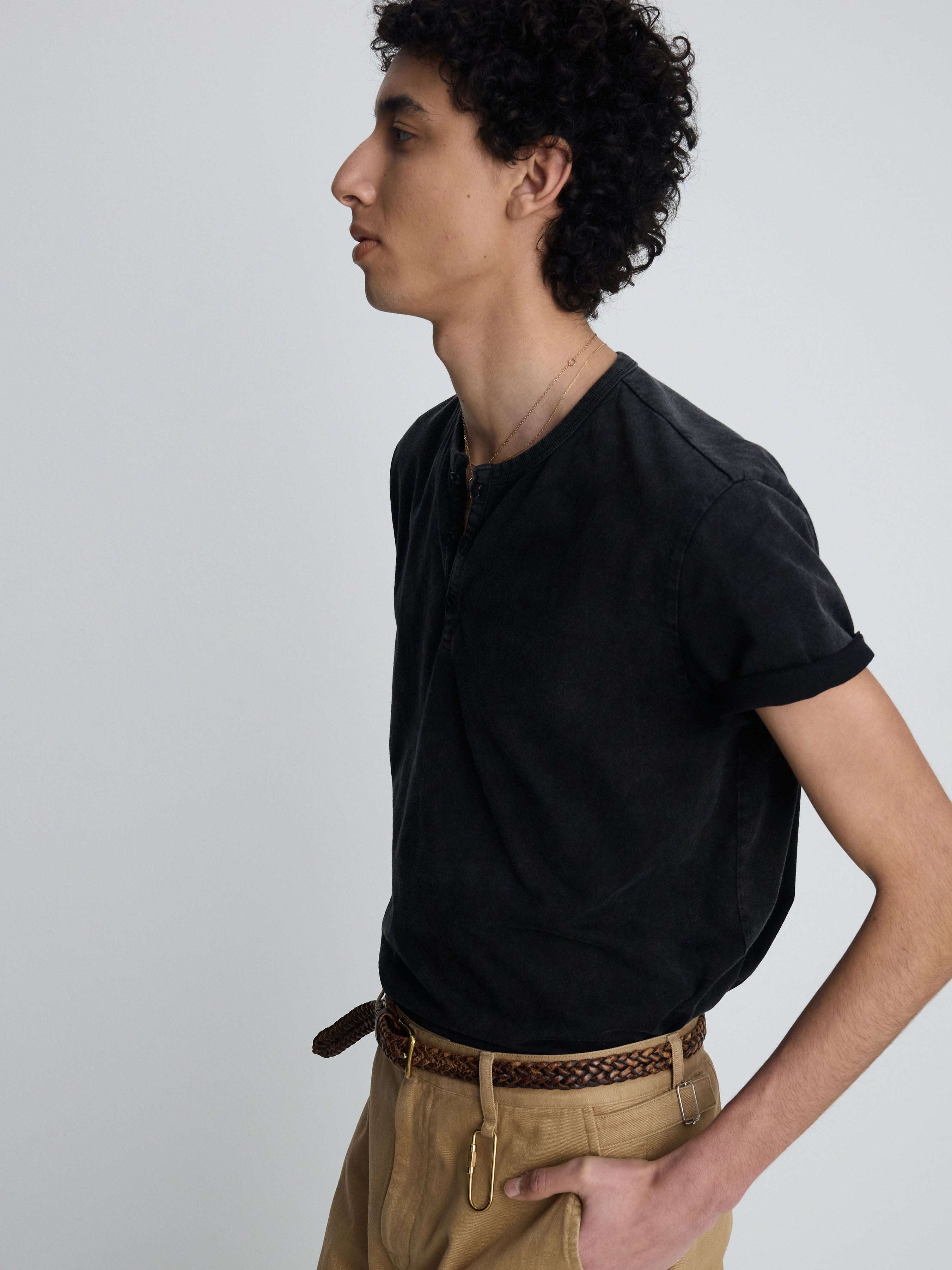 (2026.06.09 Open) GARMENT DYED HENLEY NECK TOP_ VINTAGE BLACK