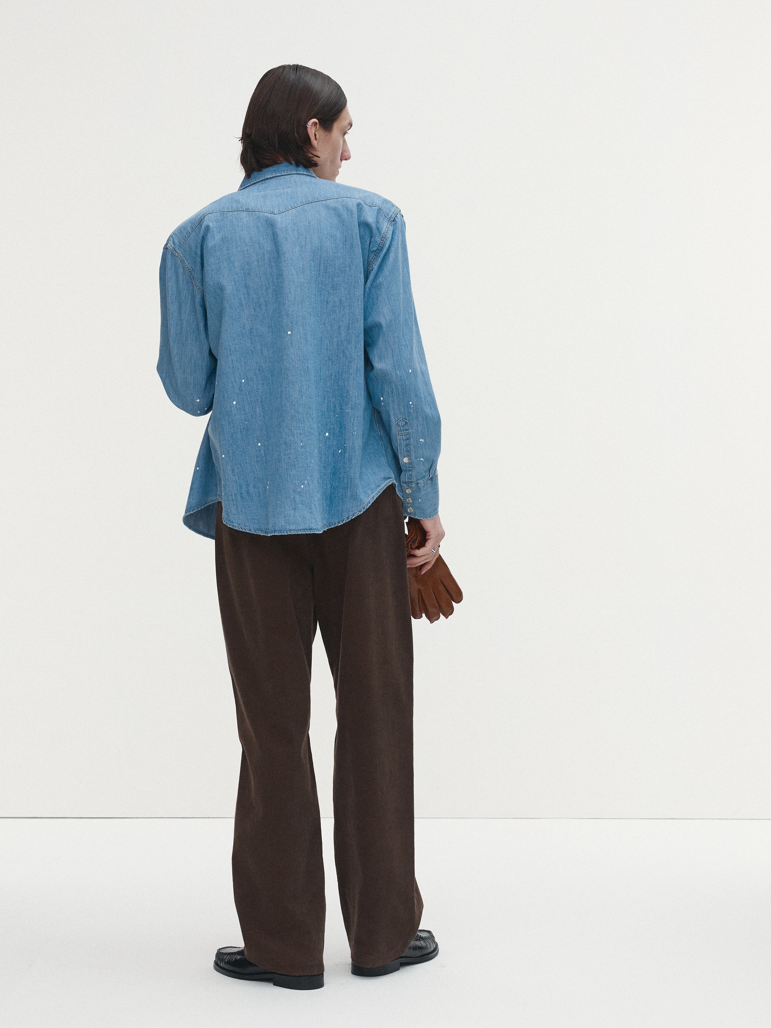 WASHED DENIM HAND-PAINTED WESTERN SHIRT_ WASHED BLUE