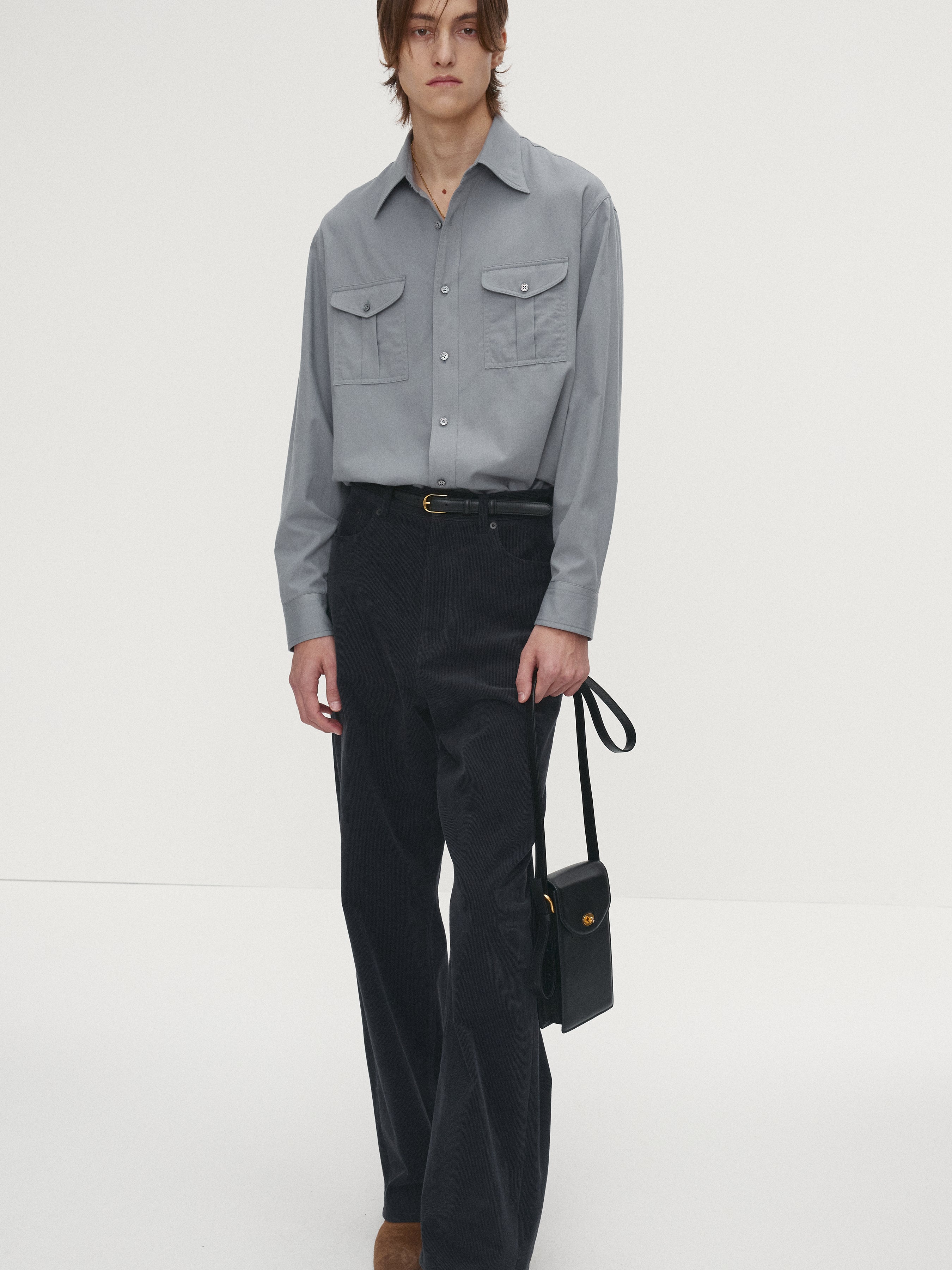 SAND-WASHED COTTON OFFICER SHIRT_ PALE BLUE