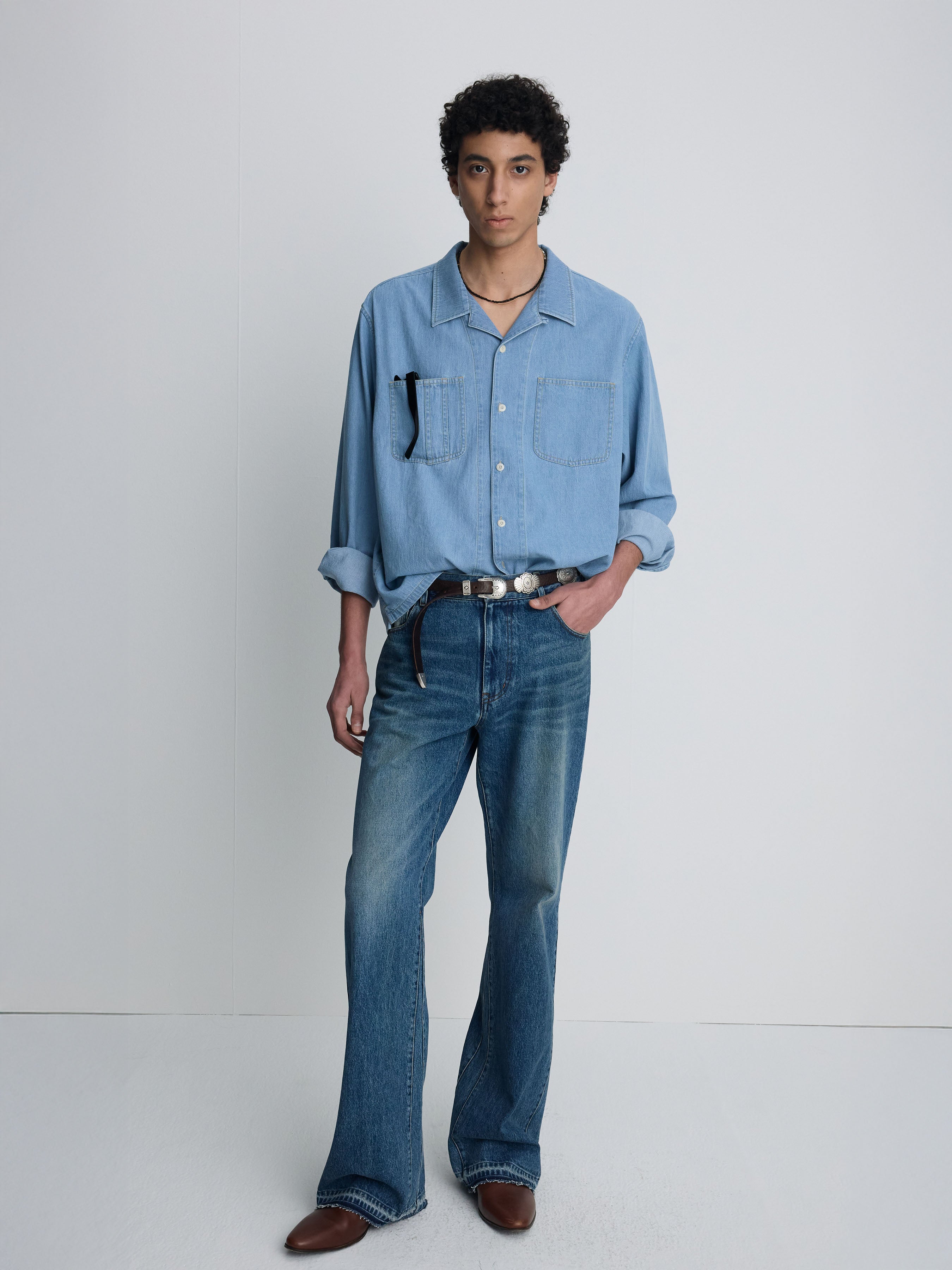(2026/05/22 Open) TWO POCKET SOFT DENIM SHIRT_ LIGHT INDIGO