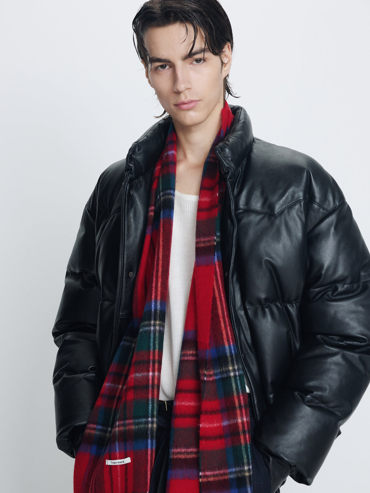 LAMB LEATHER DOWN PUFFER JACKET_ BLACK