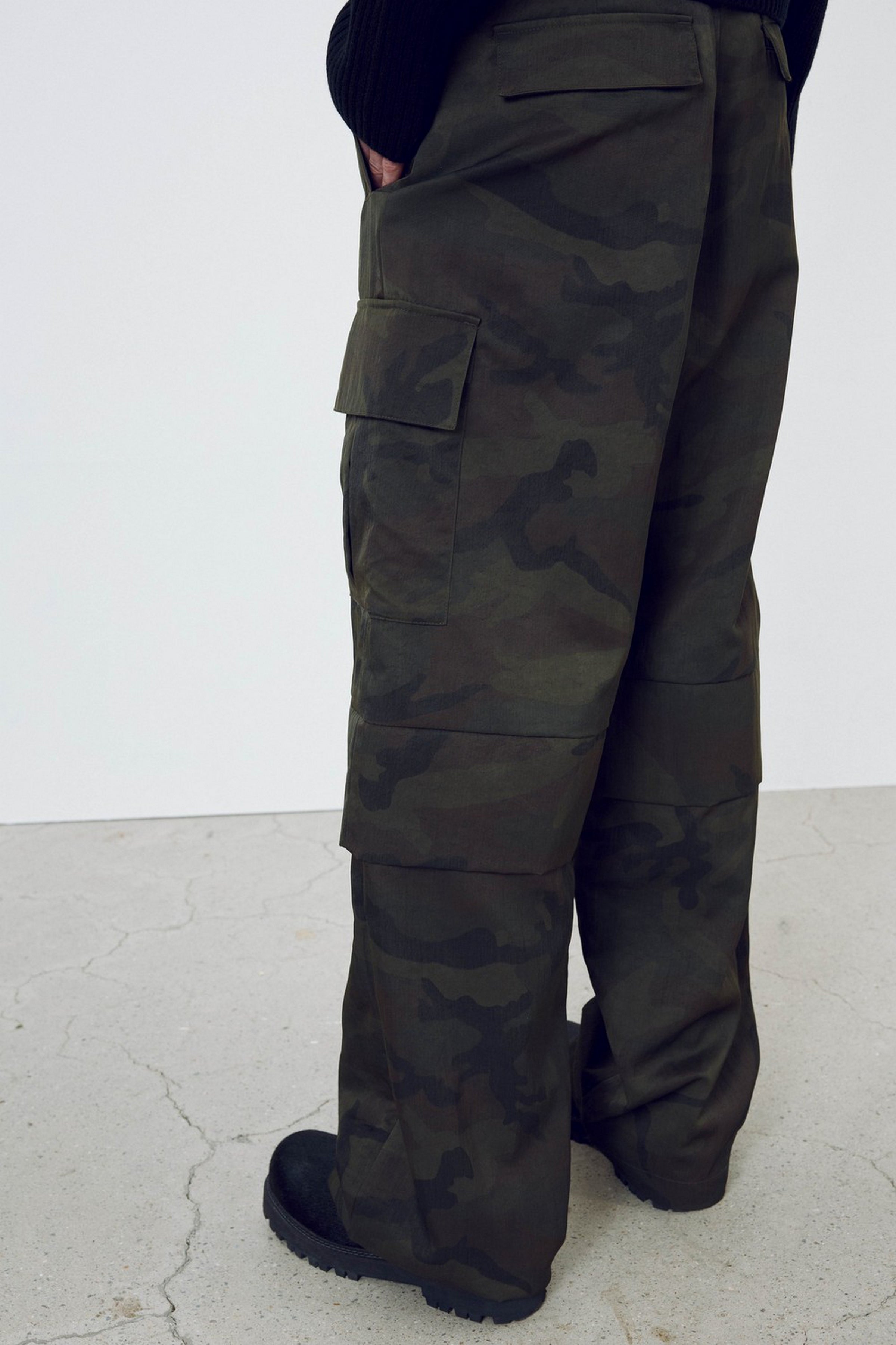 Camouflage Nylon Cargo Pants_ Dark Olive