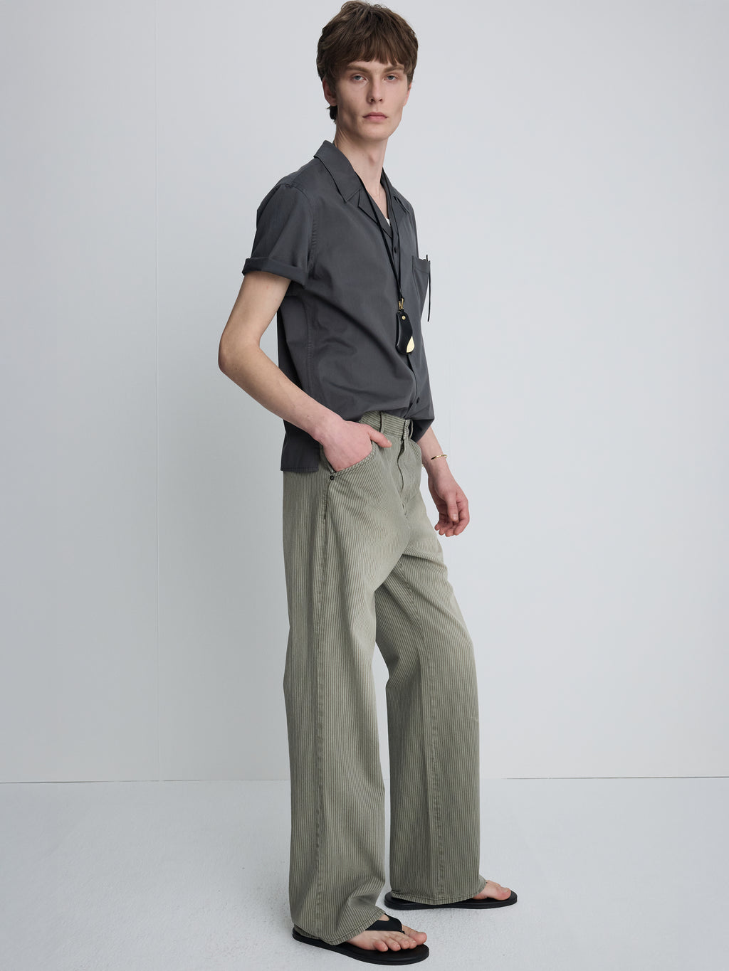 SILKY COTTON BOWLING SHIRT_ ANTHRACITE