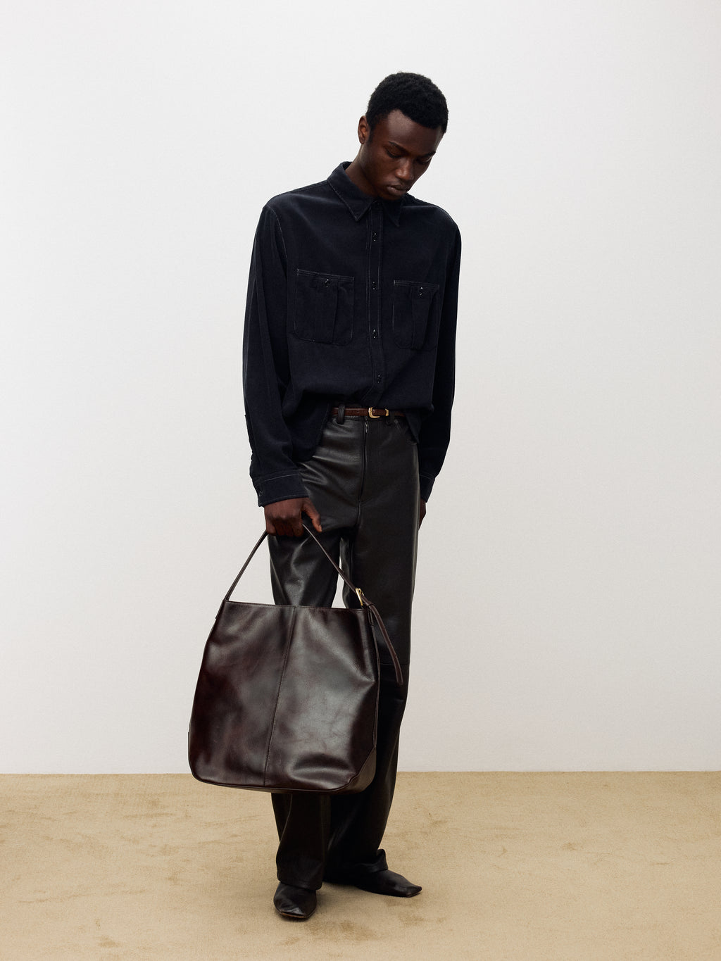 GARMENT-DYED CORDUROY DOUBLE POCKET SHIRT_ NAVY