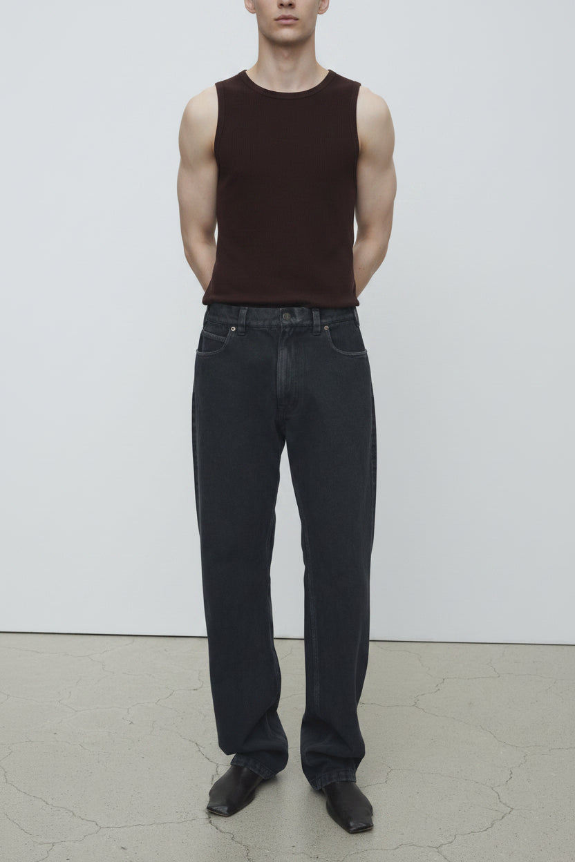 LOOSE STRAIGHT OVERDYE DENIM JEANS_ CARBON PIGMENT
