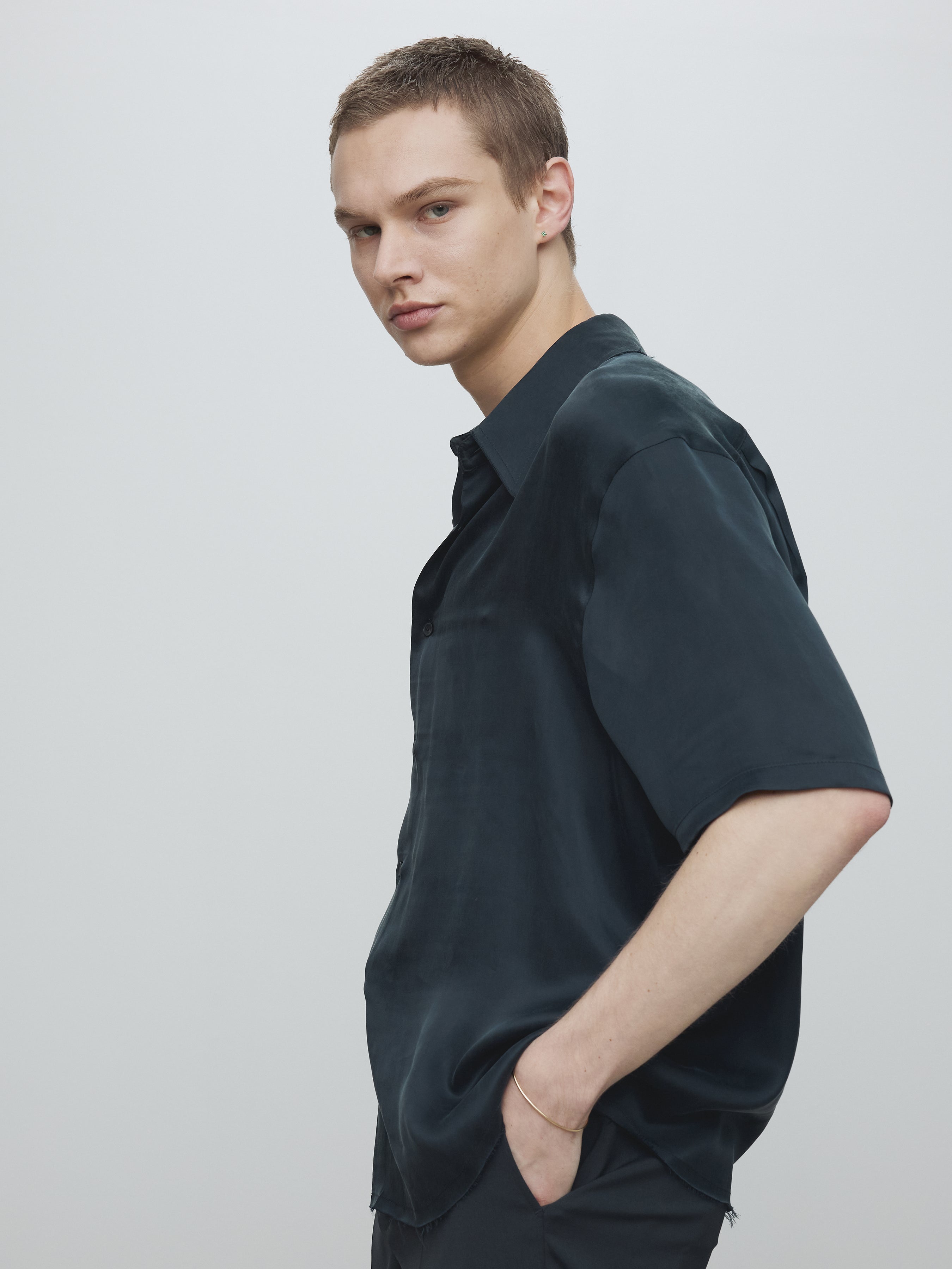 FLUID CUPRO SHIRT (JAPANESE FABRIC)_ NAVY