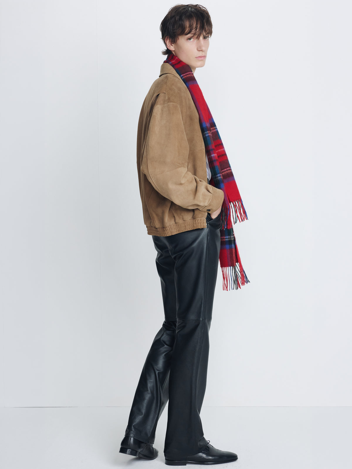 SOFT WOOL ESSENTIAL SCARF_ RED CHECK