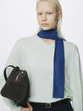 (W) CROCODILE-EMBOSSED LEATHER BRASS BUCKLE BELT_ BLACK