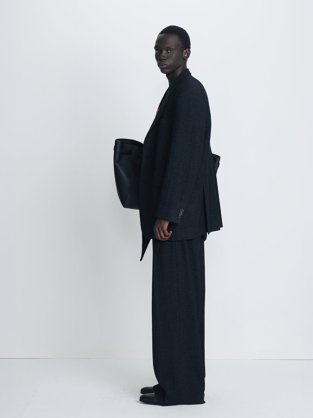 HERRINGBONE WOOL RELAXED TAILORED JACKET_ ANTHRACITE
