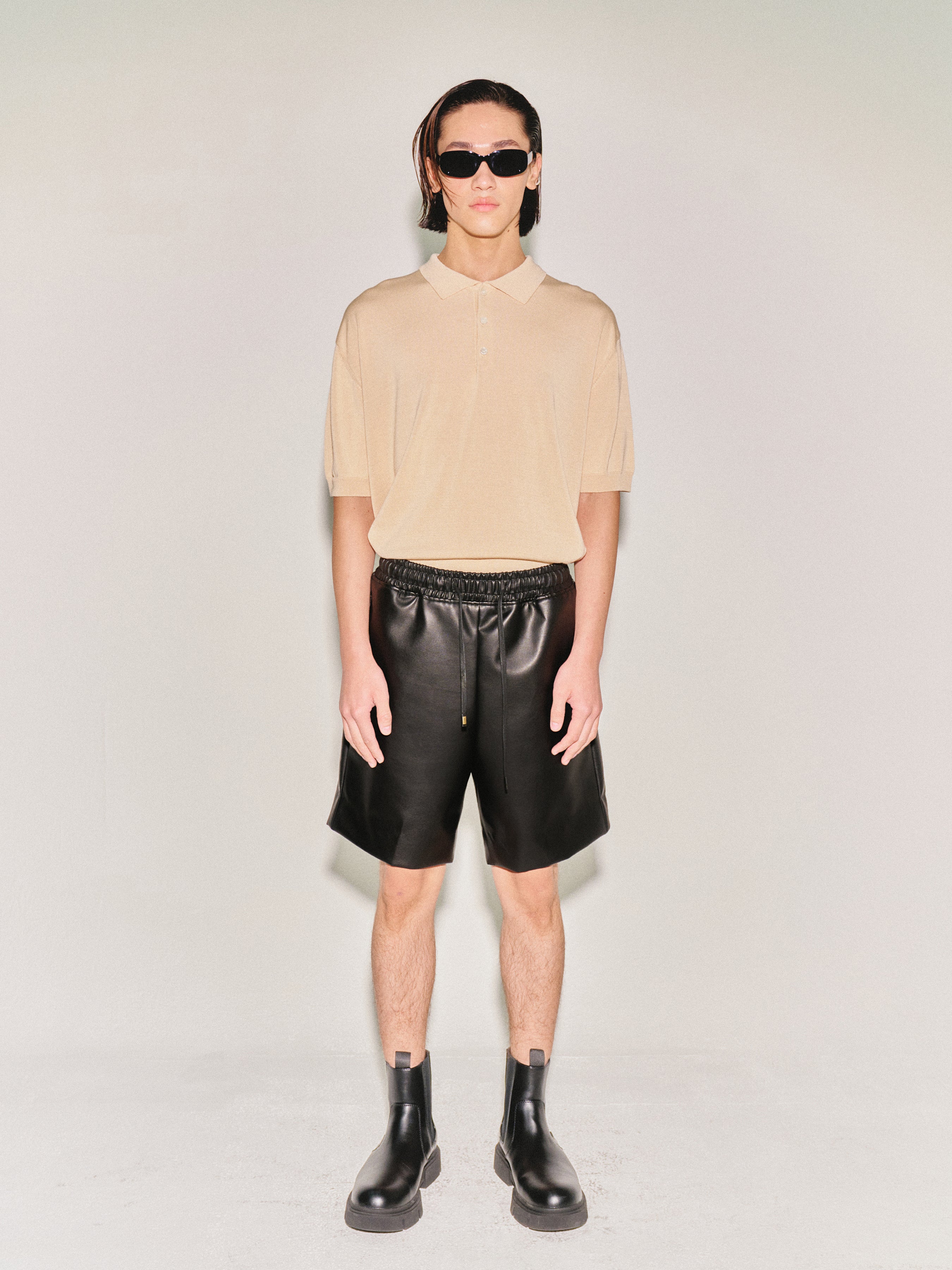 Silk Tencel High Guage Polo Knit_ Royal Beige