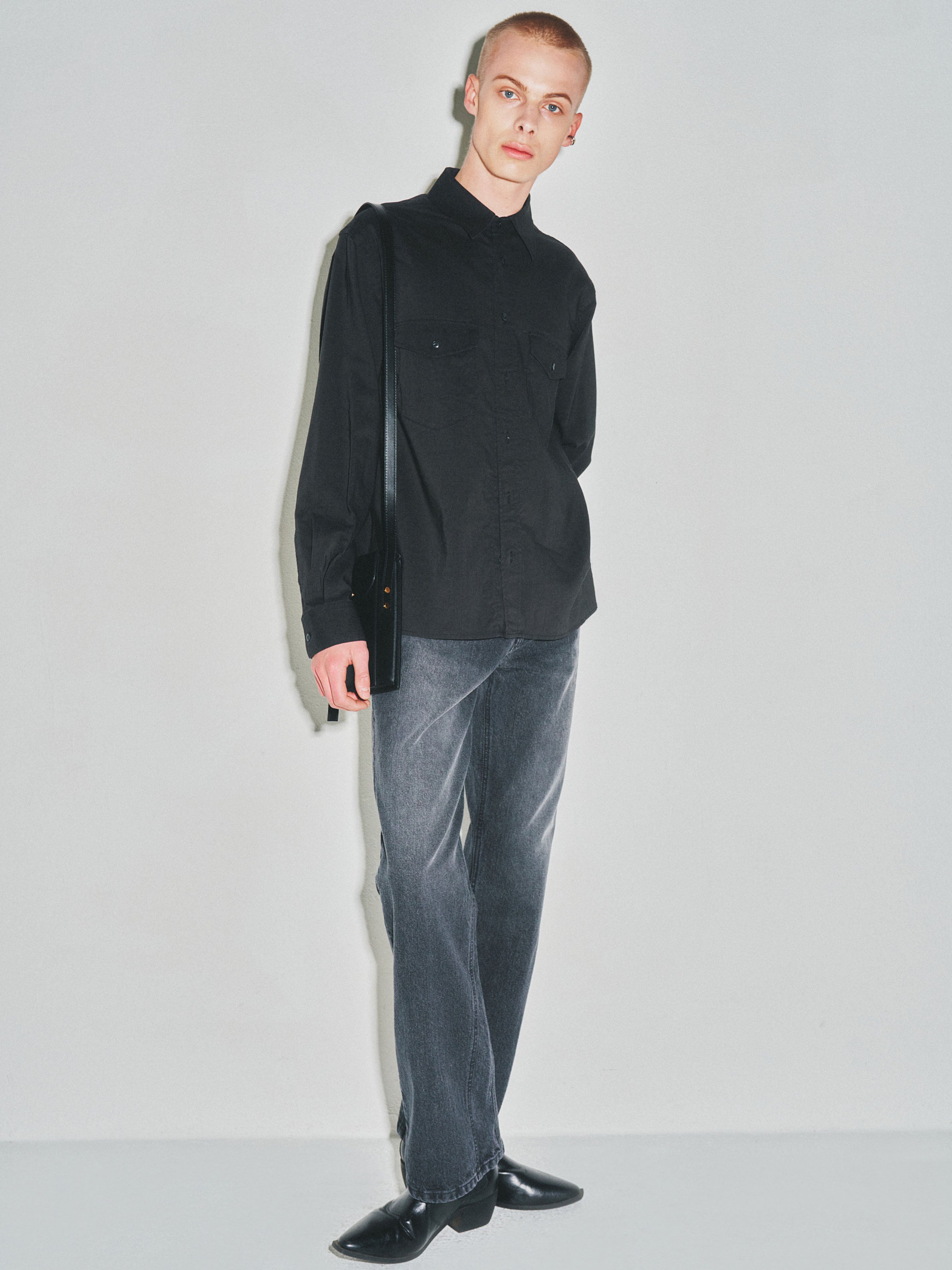 Soft Brushed C/R Western Shirt_ Midnight Black