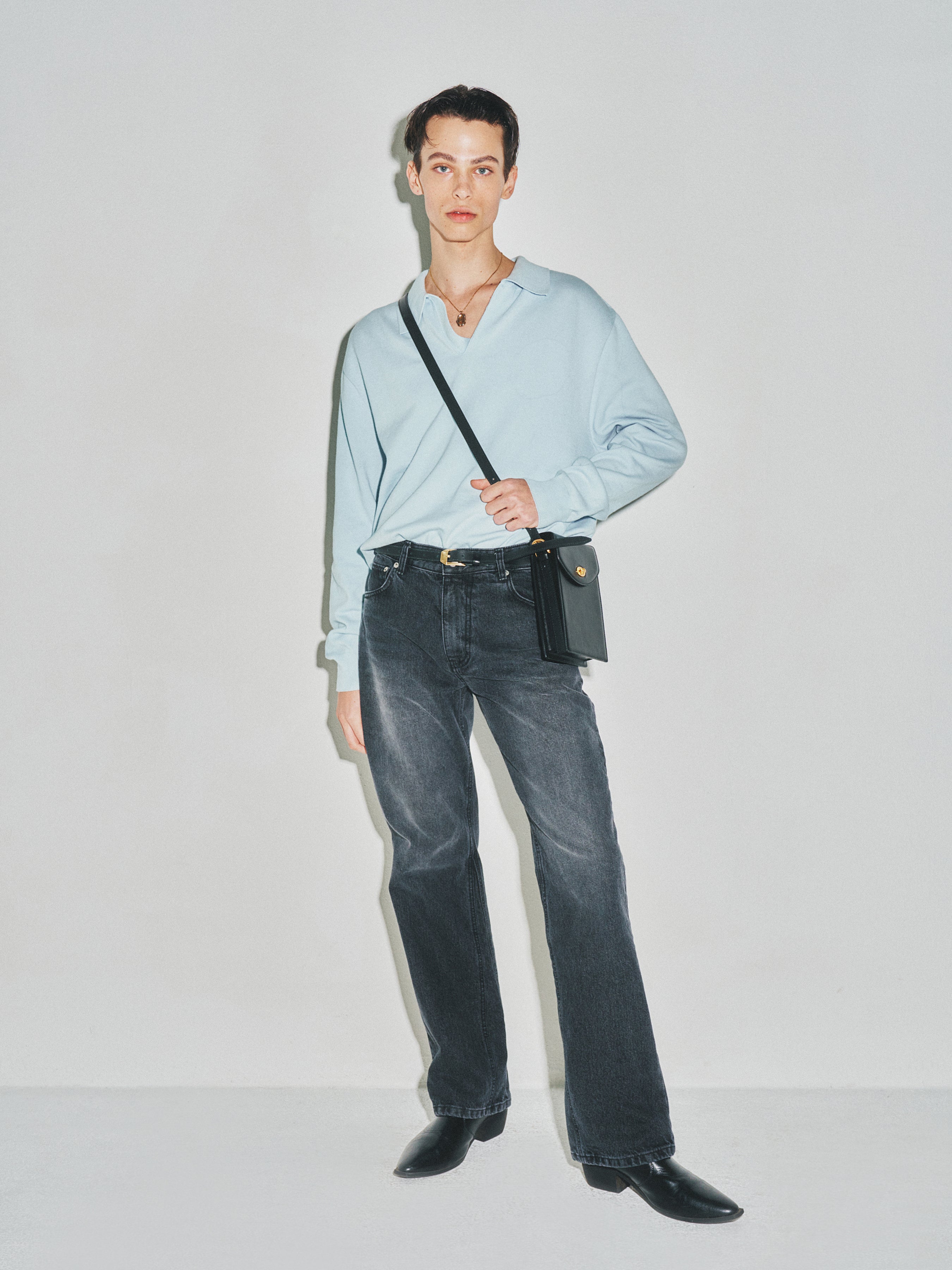 High Count Whole Garment Saddle Neck Knit_ Baby Blue