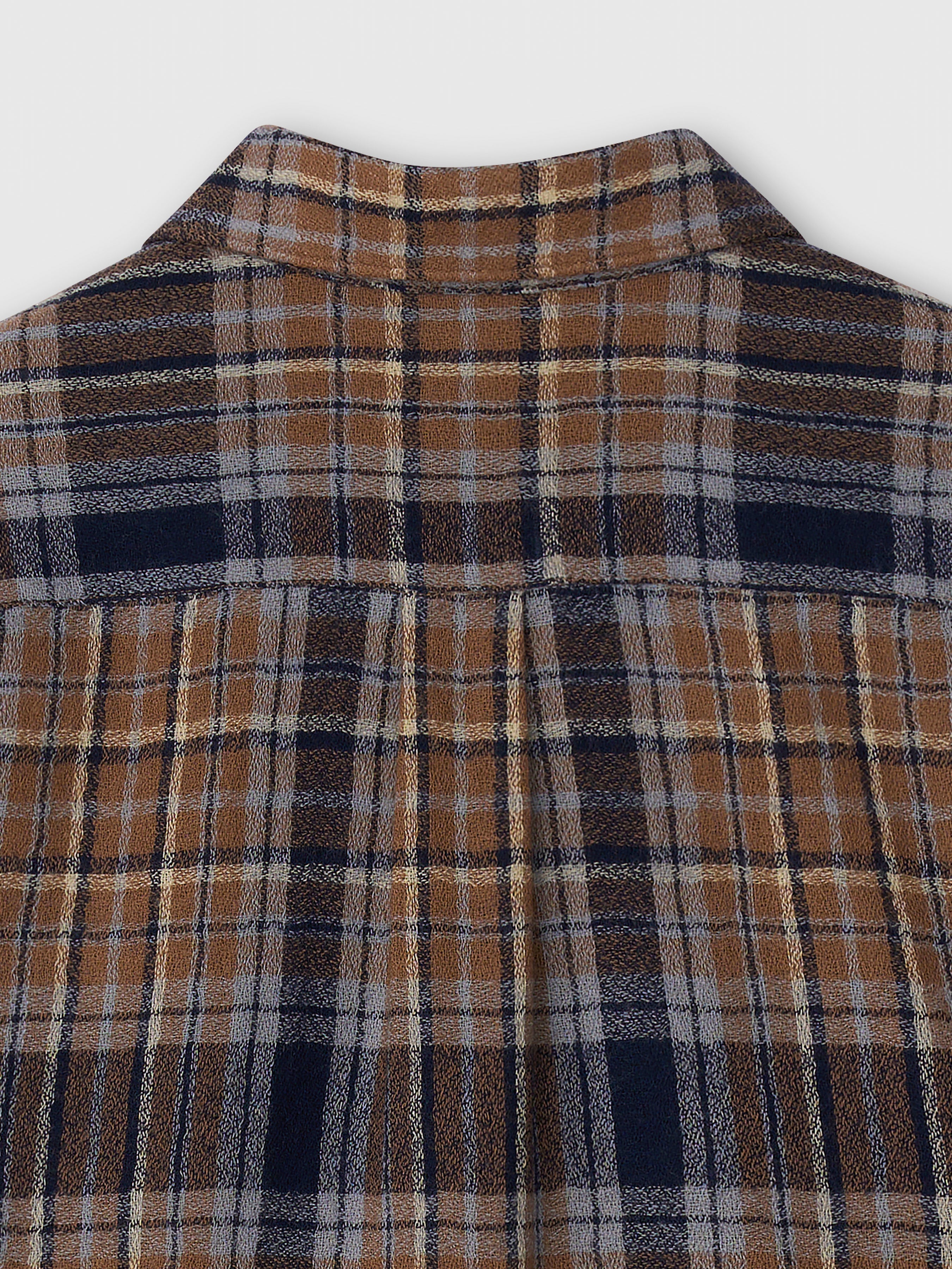 Light Wool Single Pocket Check Shirt_ Camel