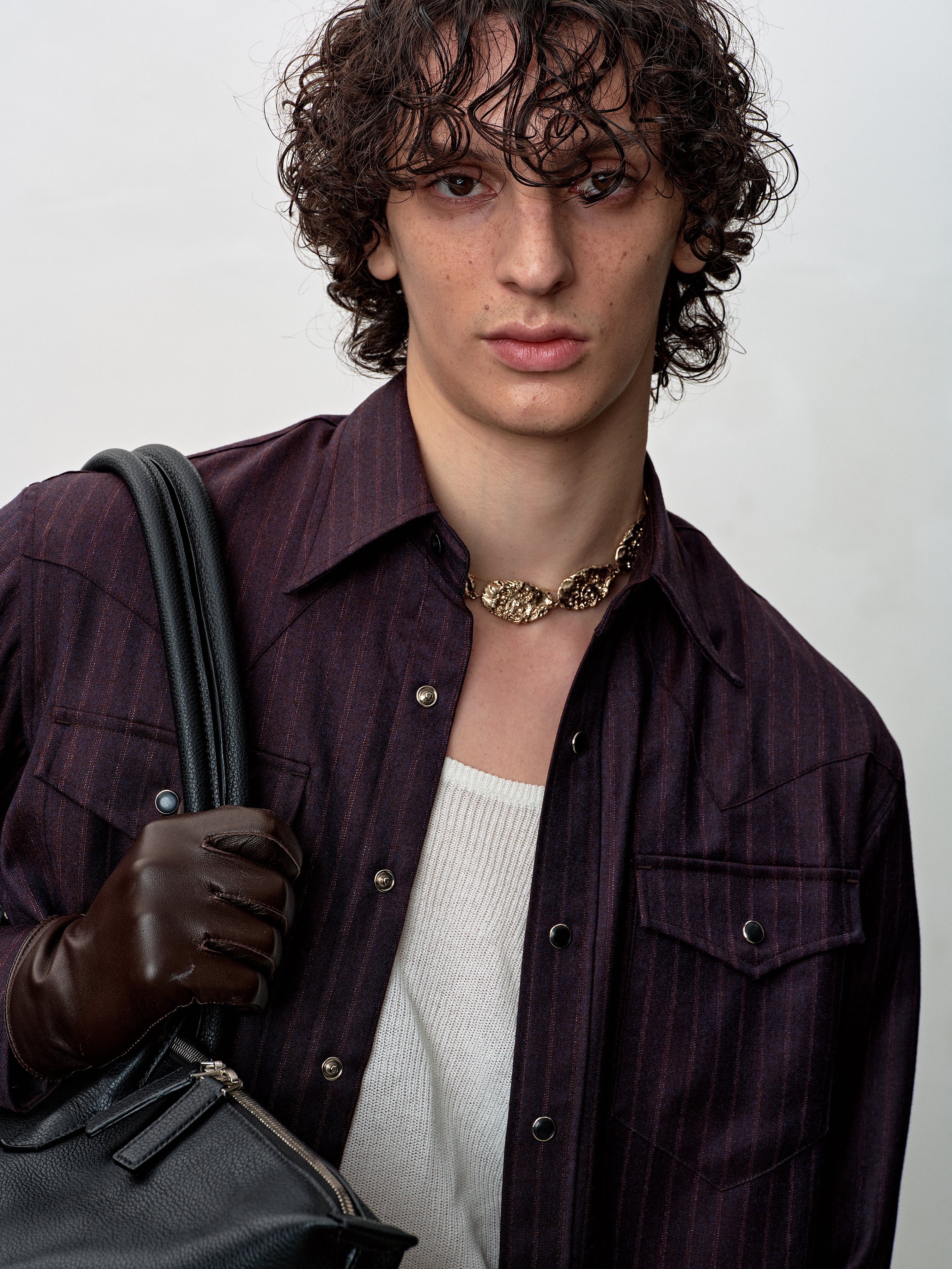 STRIPED WOOL WESTERN SHIRT_ DARK BURGUNDY