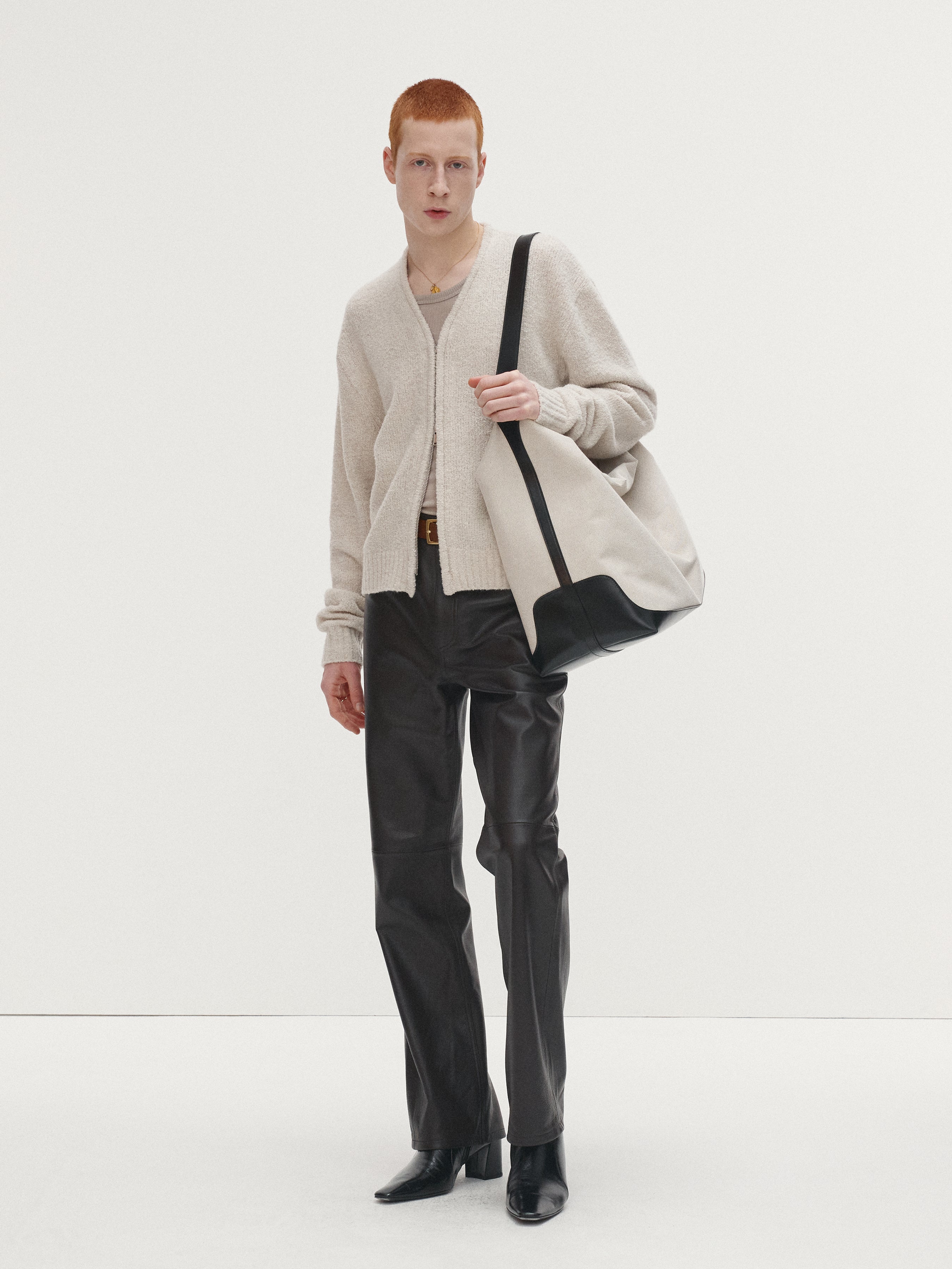 BABY ALPACA BRUSHED ZIP CARDIGAN_ ECRU