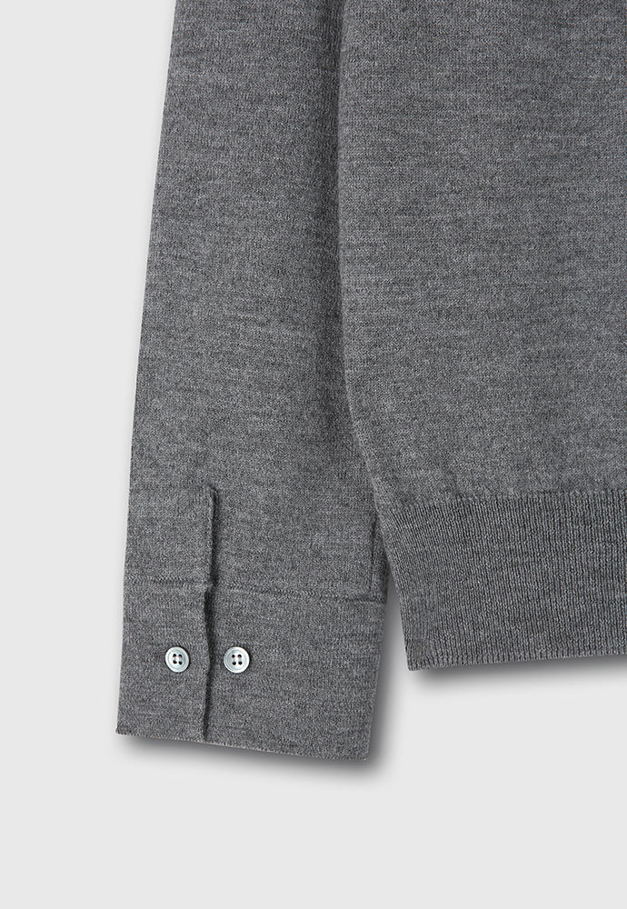 Super Fine Wool Cuffs Button Knit_ Grey