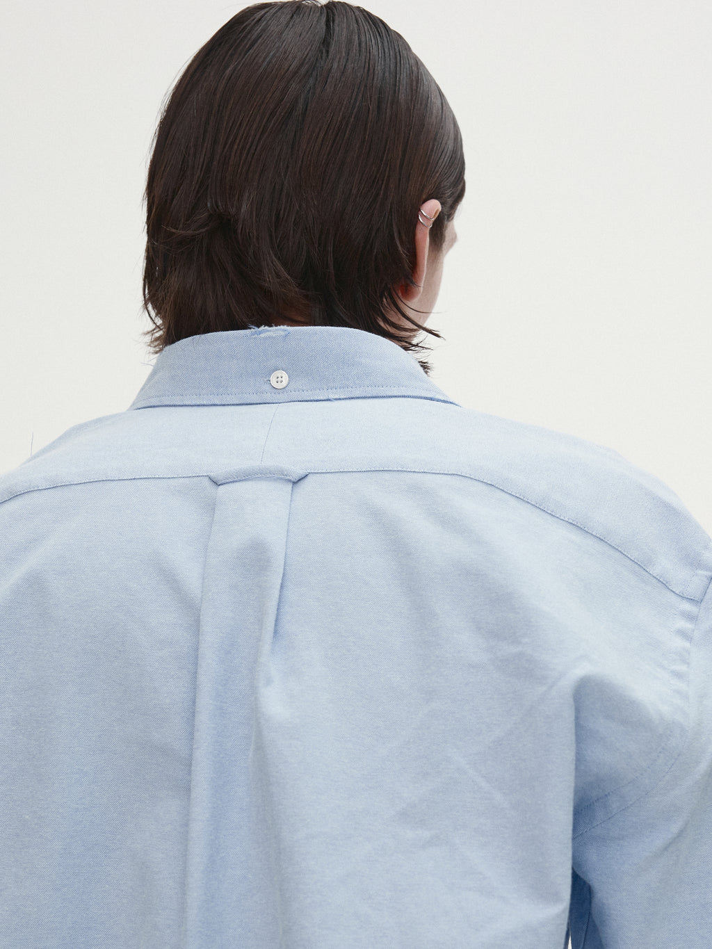 COTTON LYOCELL DISTRESSED OXFORD SHIRT_ SKY BLUE