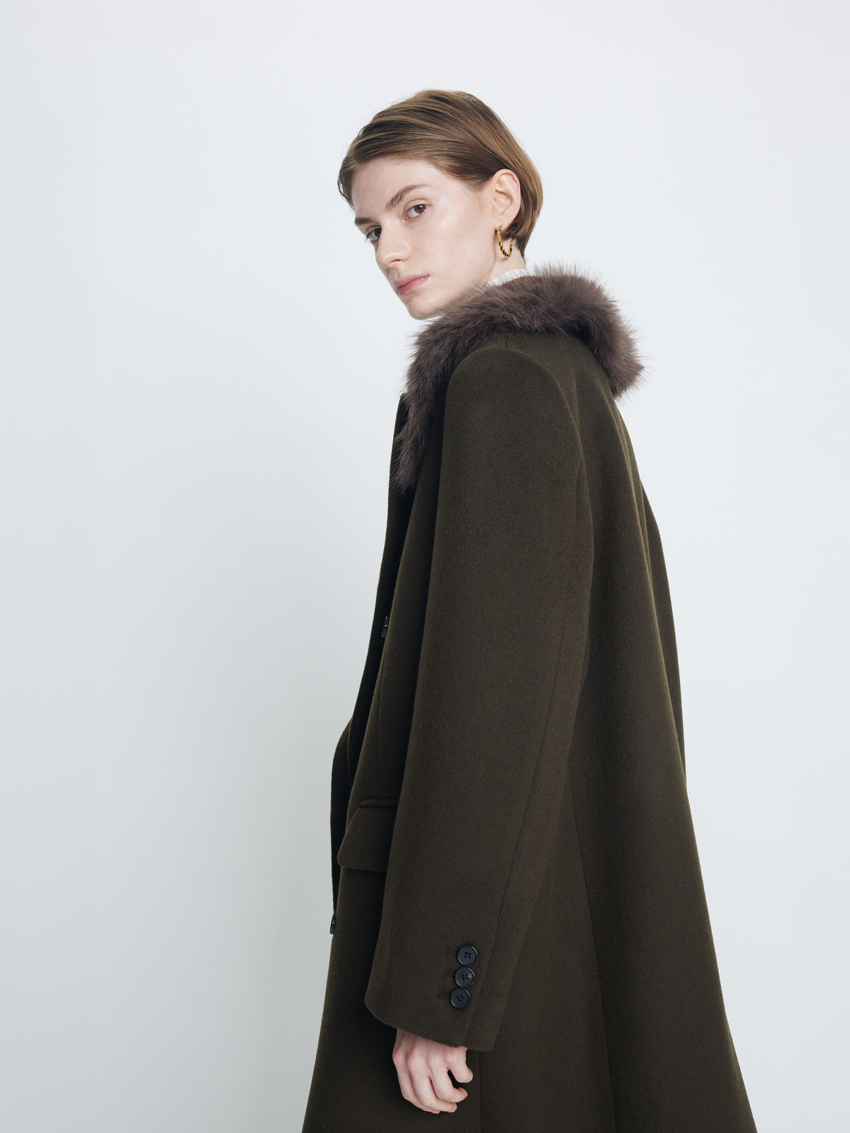 (W) WOOL TAILORED DOUBLE-BREASTED MAXI COAT_ KHAKI DARK BROWN