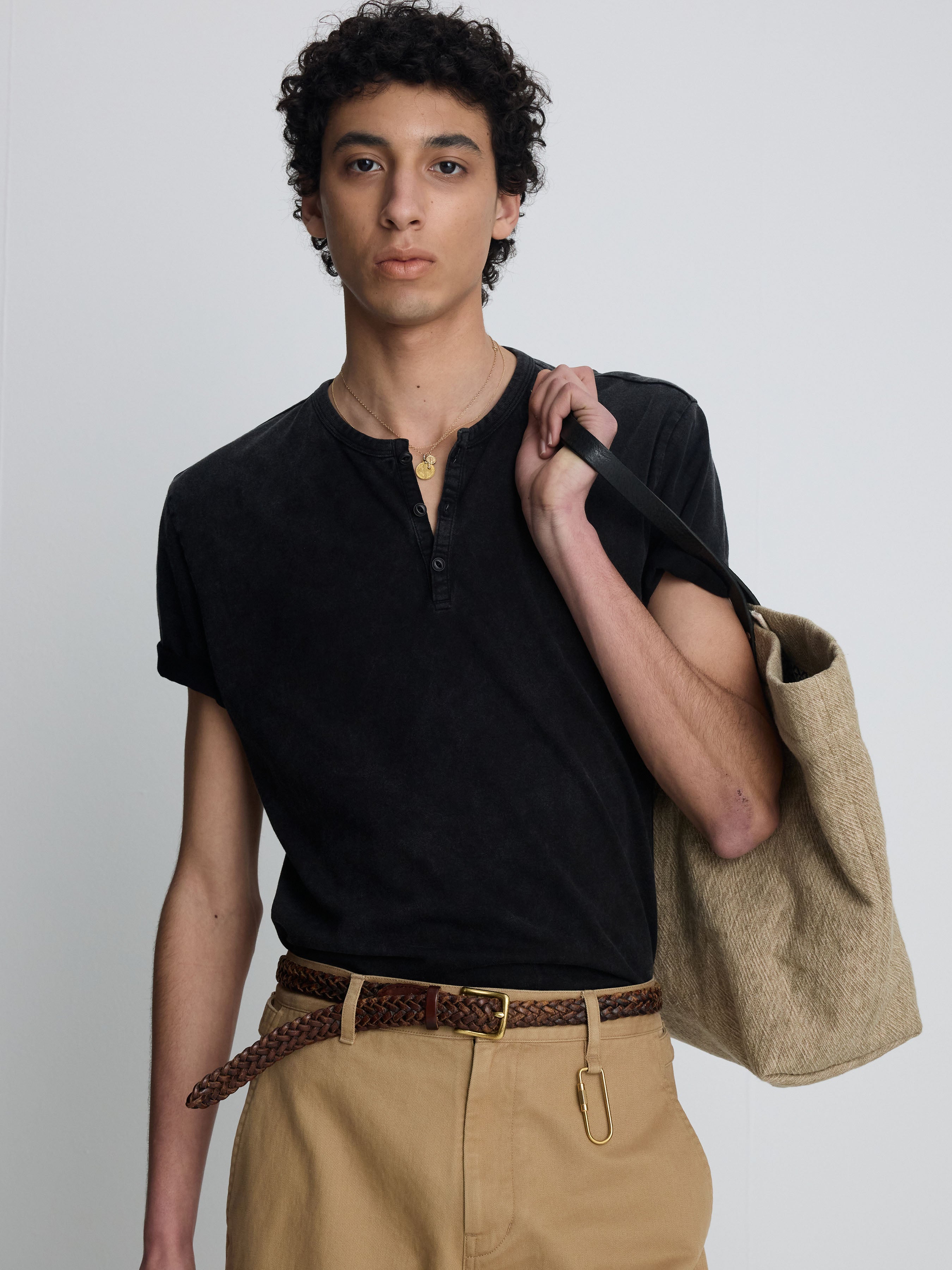 (2026.06.09 Open) GARMENT DYED HENLEY NECK TOP_ VINTAGE BLACK