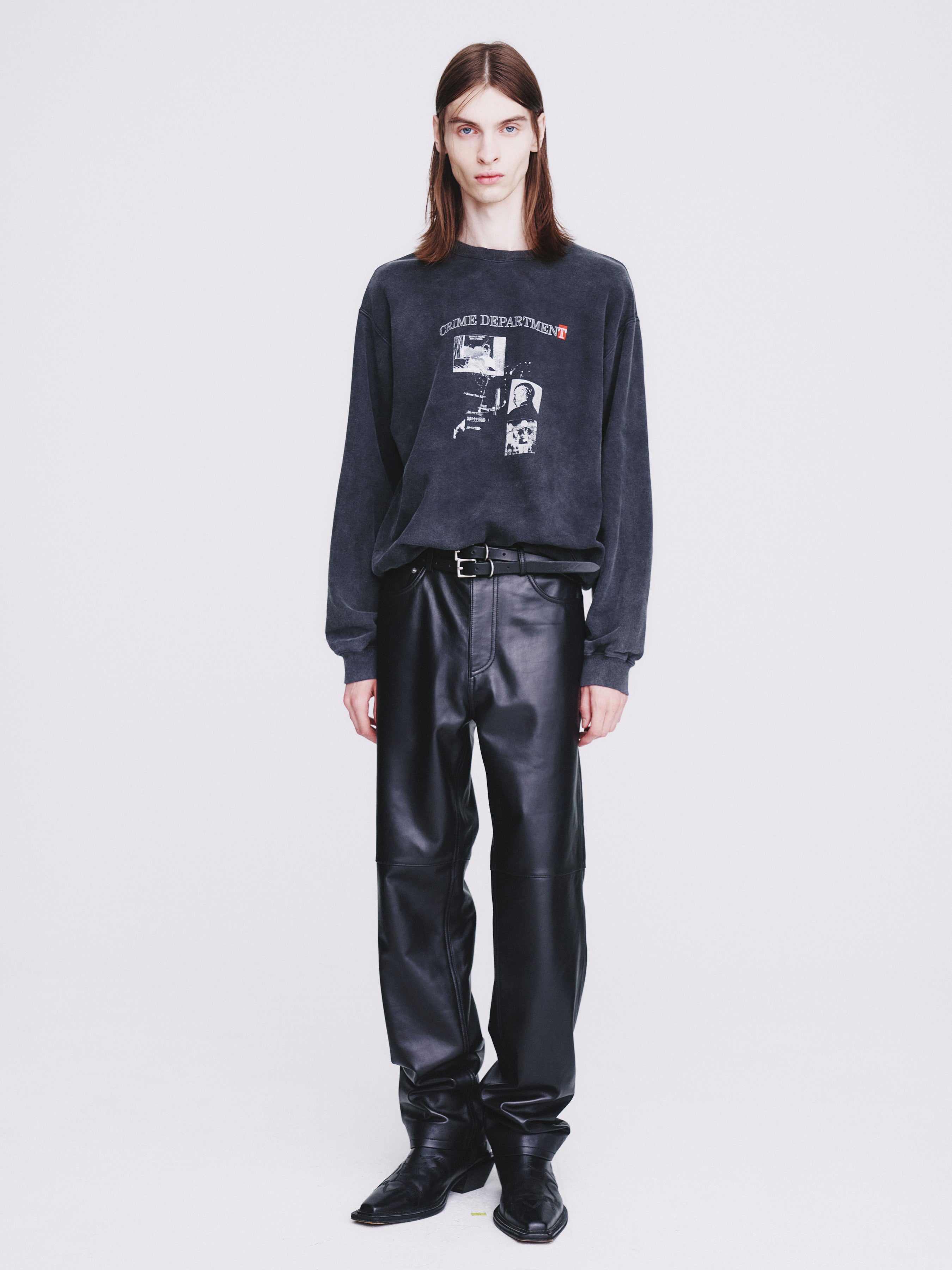 Crime Dept. Garment-dyeing Sweatshirt_ Faded Charcoal