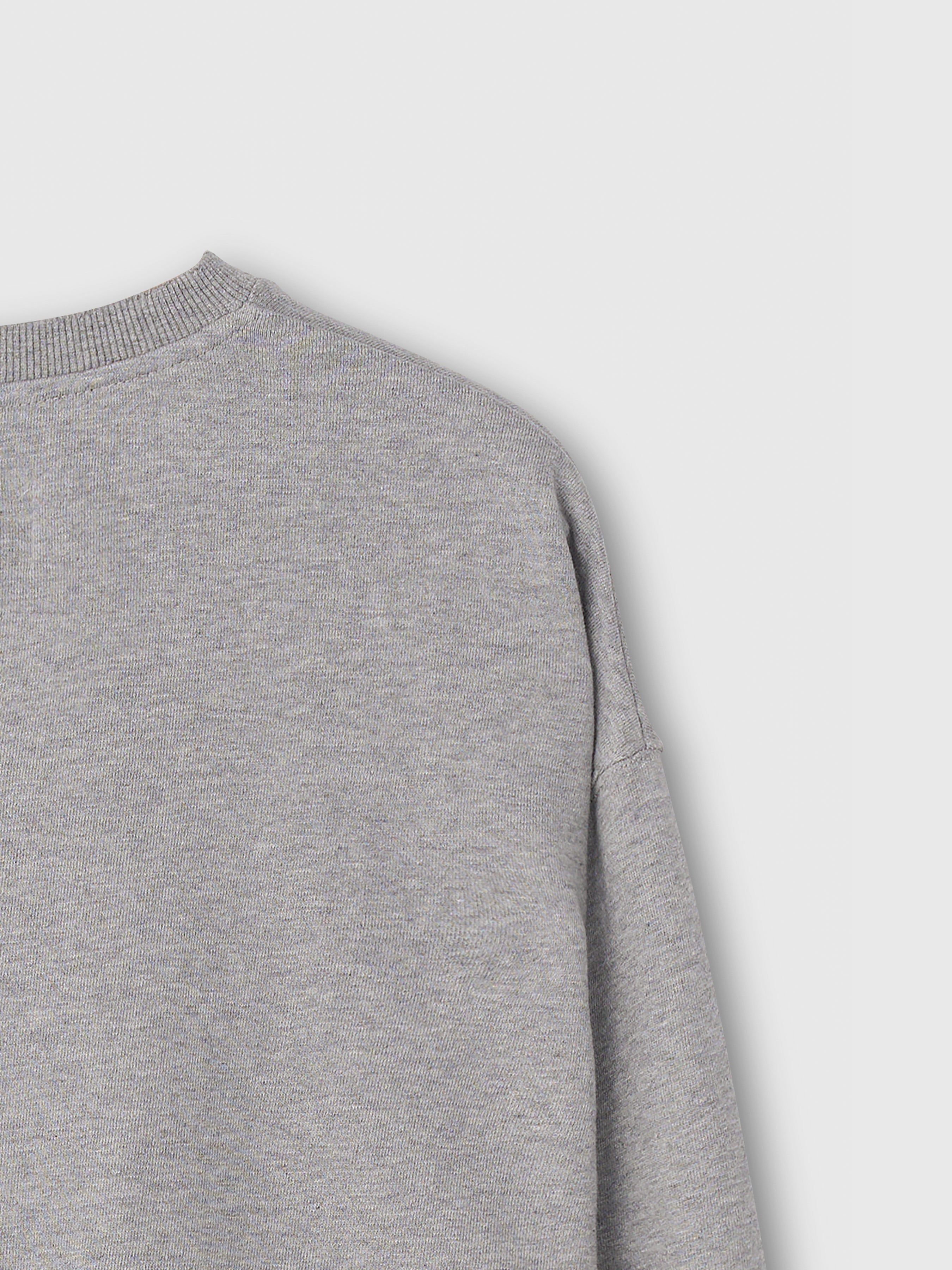 Embroidery Overlap College Sweatshirt_ Heather Grey
