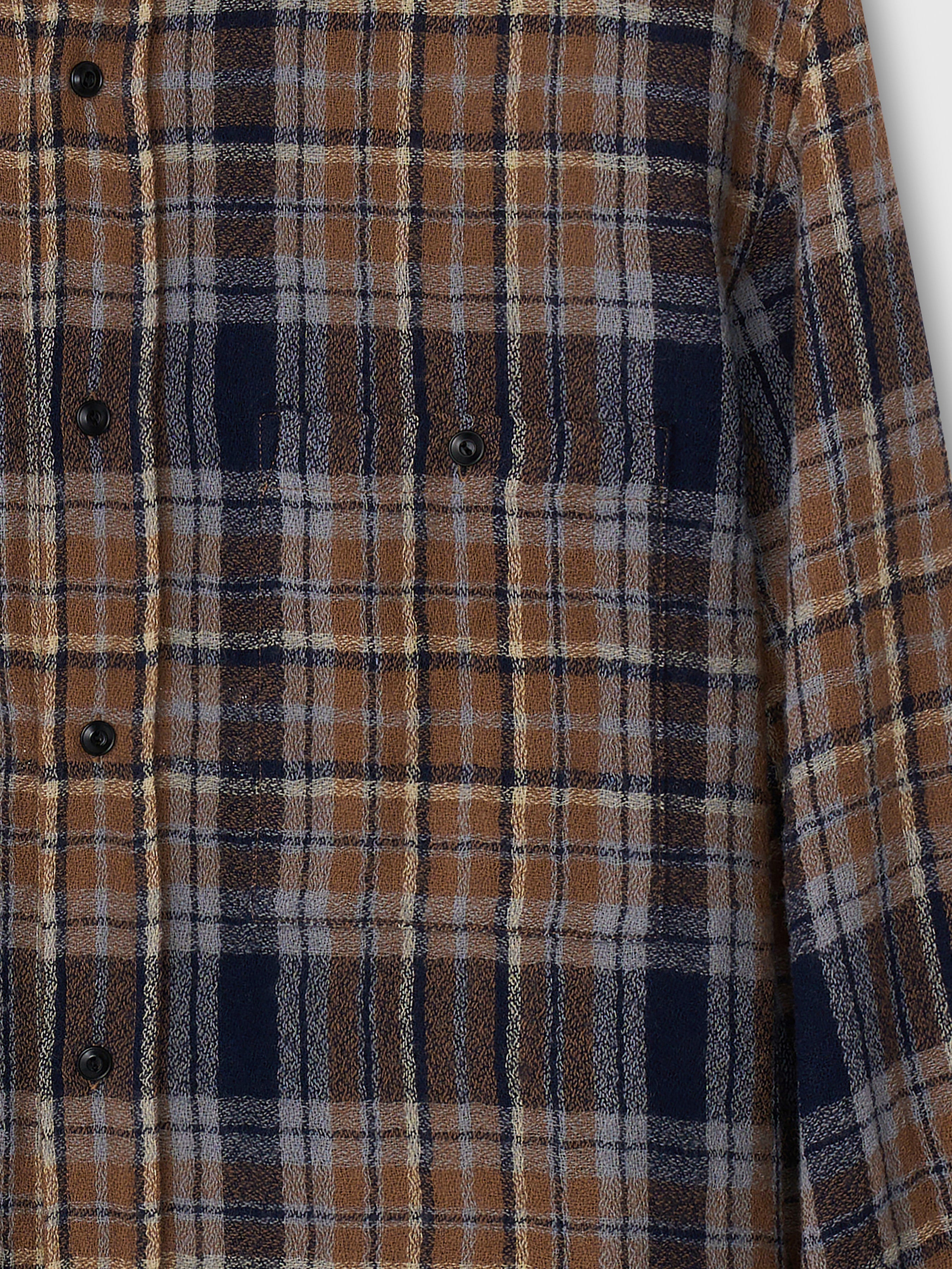 Light Wool Single Pocket Check Shirt_ Camel
