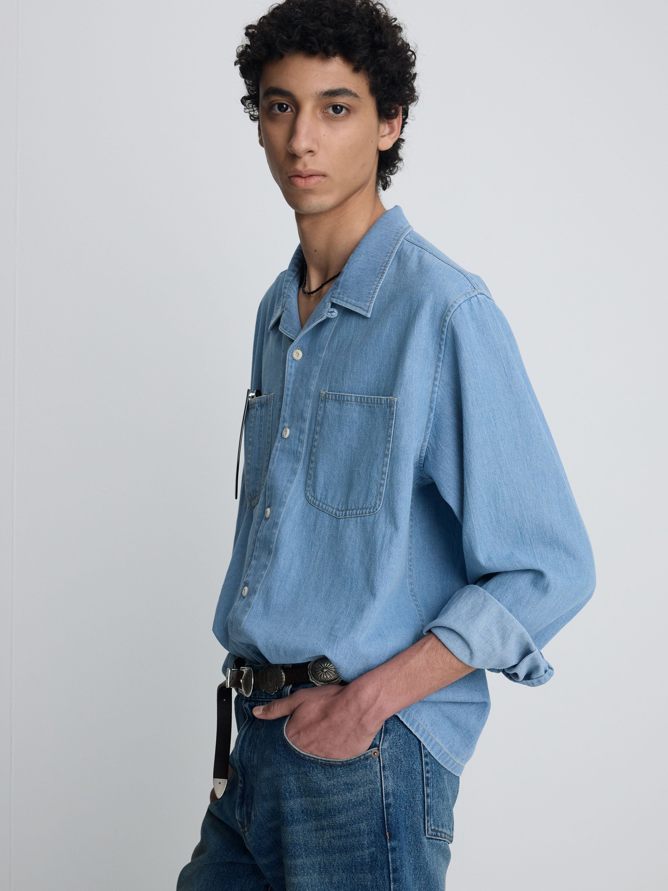 (2026/05/22 Open) TWO POCKET SOFT DENIM SHIRT_ LIGHT INDIGO