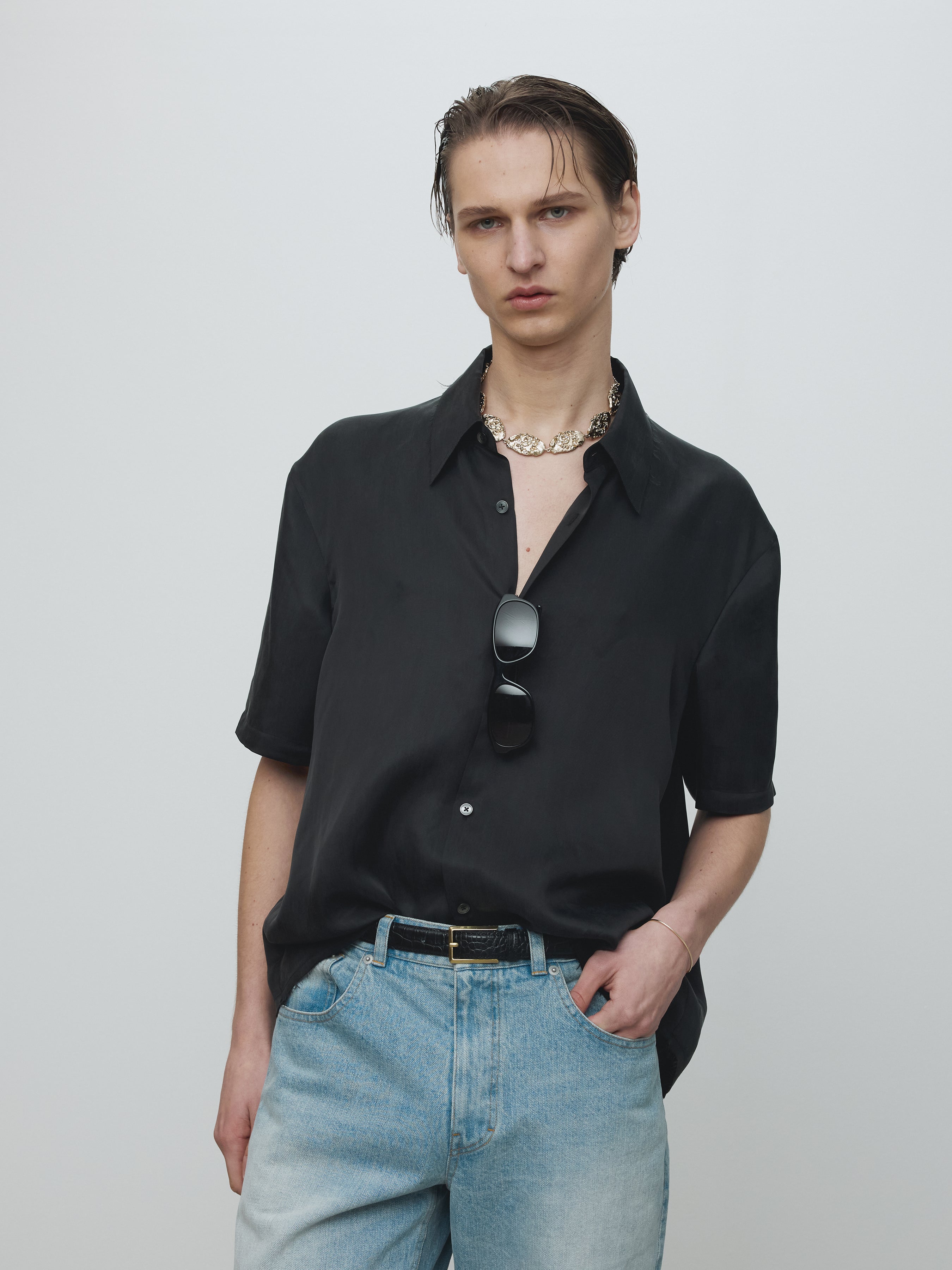 FLUID CUPRO SHIRT (JAPANESE FABRIC)_ CARBON