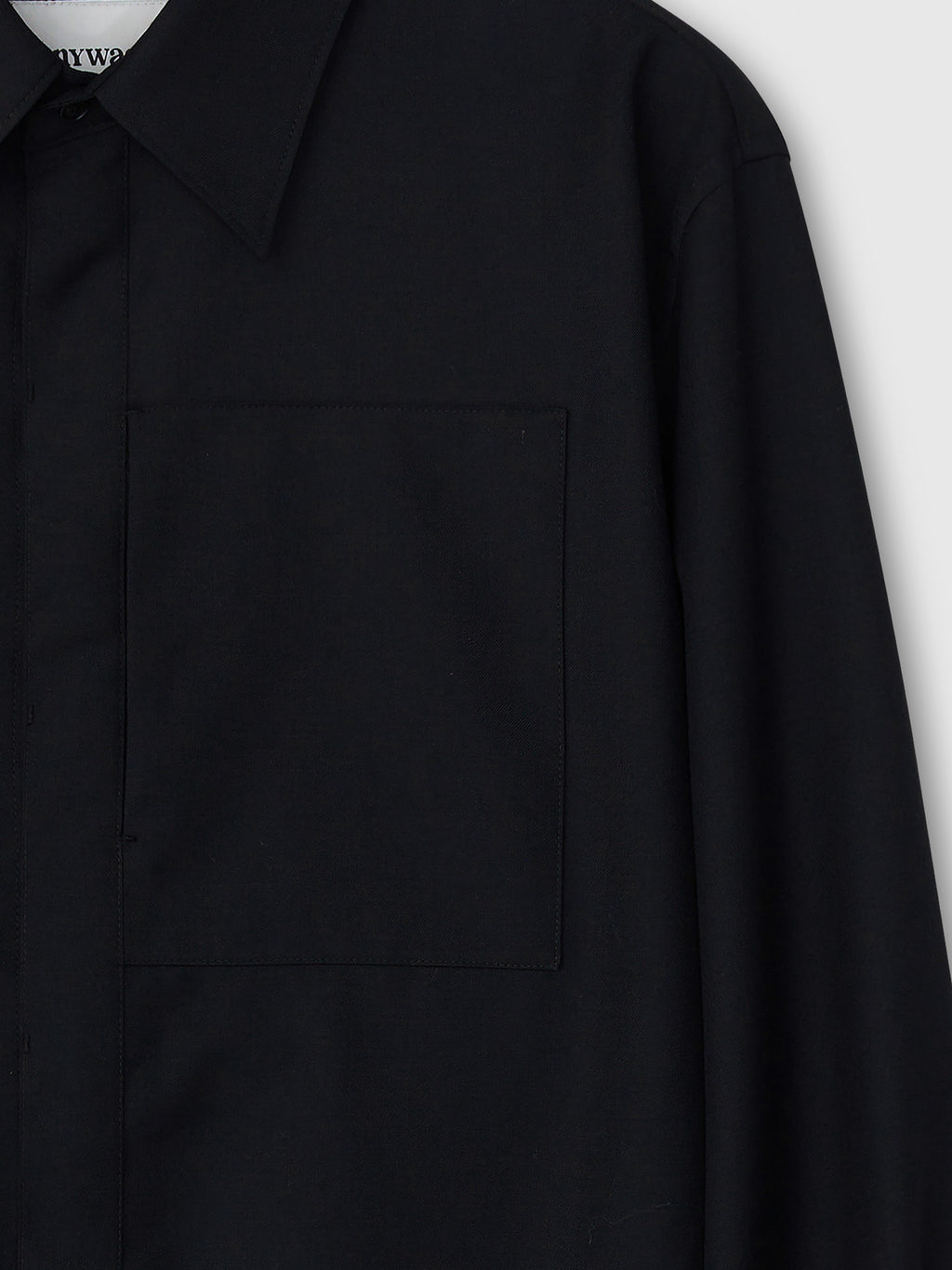 Wool Twill Hidden Pocket Shirt_ Black